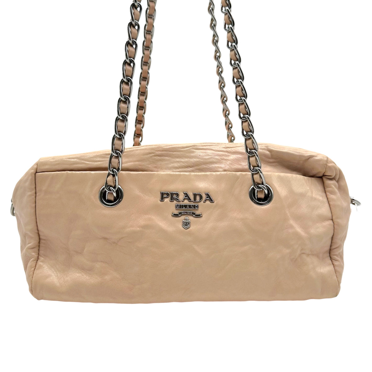 Prada Light Pink Leather East-West Shoulder Bag