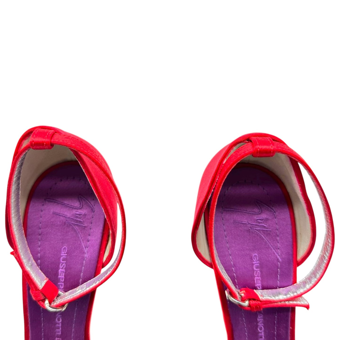 Giuseppe Zanotti Red & Purple Satin Rose Sandal Heels