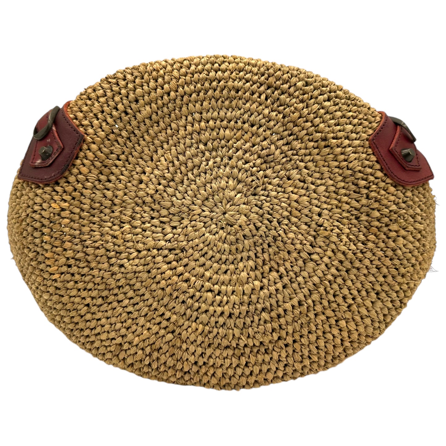 Balenciaga Burgundy Trim Raffia City Beach Bag - Outfit Repeater