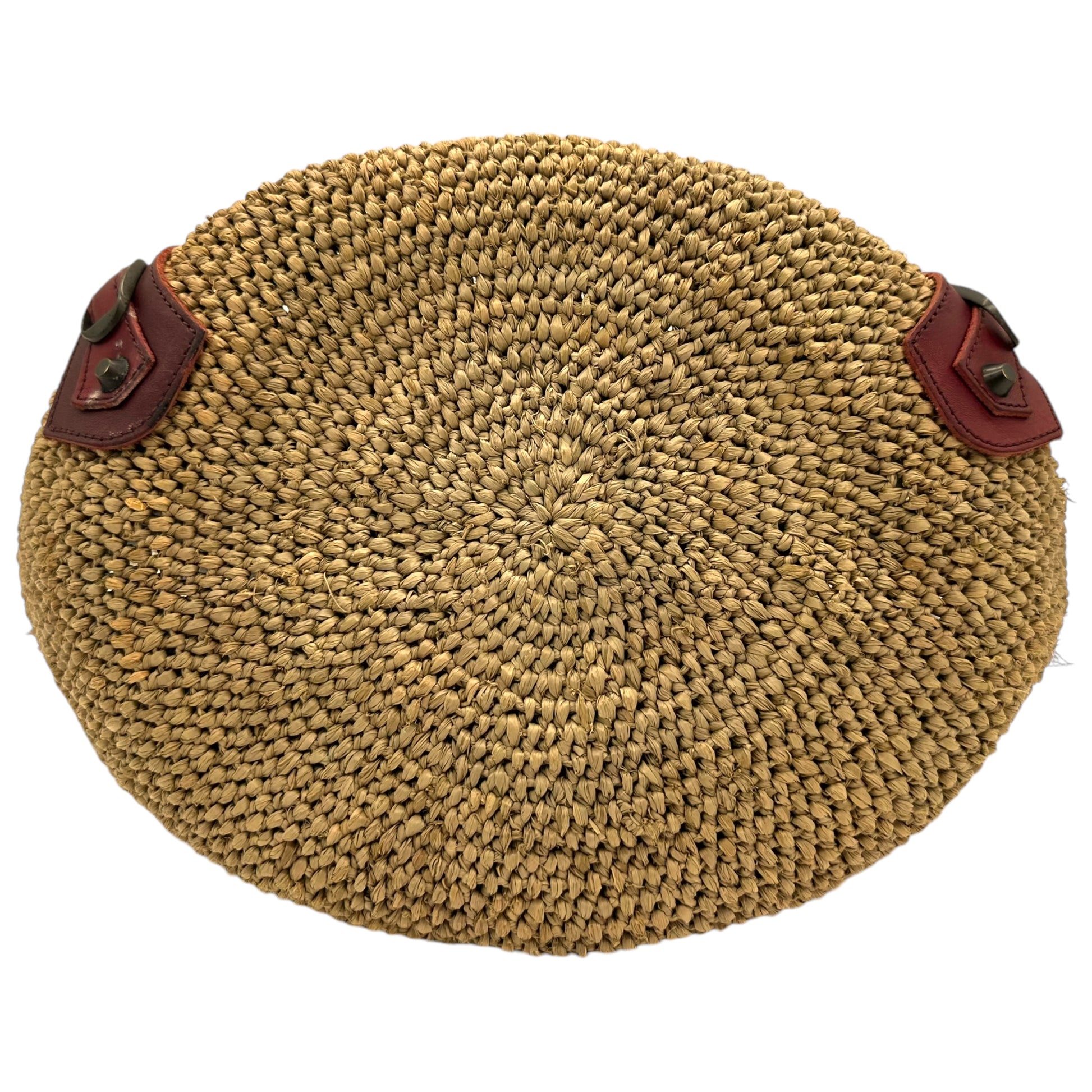 Balenciaga Burgundy Trim Raffia City Beach Bag - Outfit Repeater