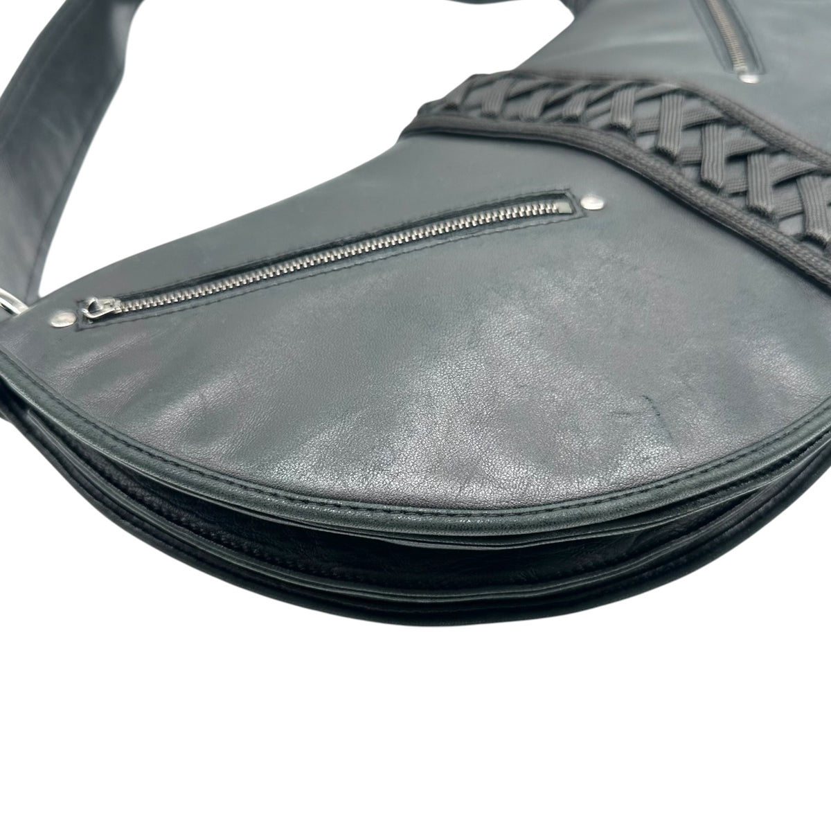 Christian Dior Black Leather Lace-Up Shoulder Bag