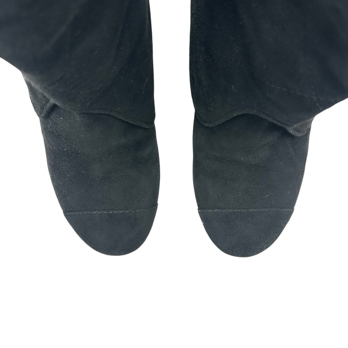 Chanel Black Suede Knee High Heeled Boots