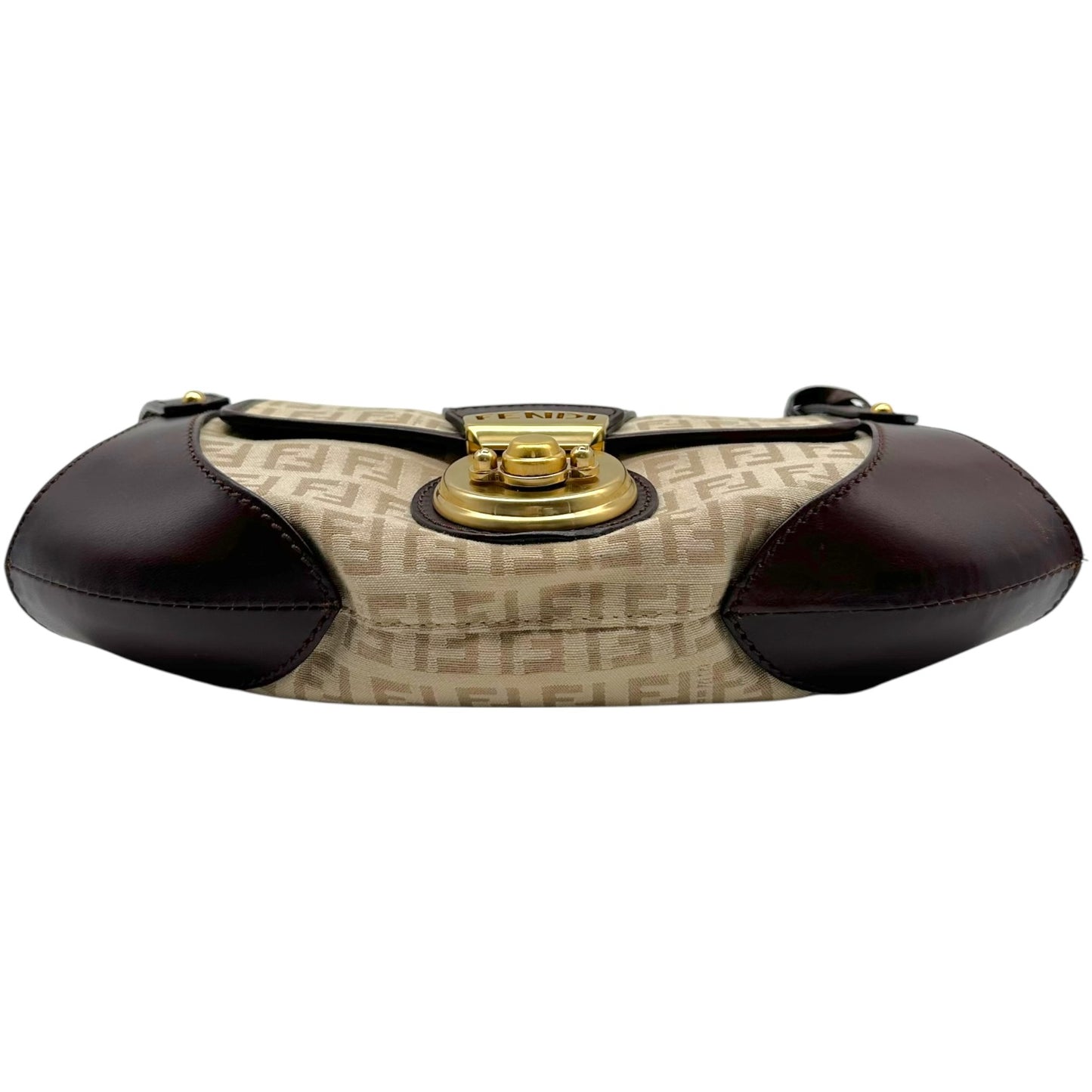 Fendi Brown & Beige Zucchino Monogram Compilation Shoulder Bag