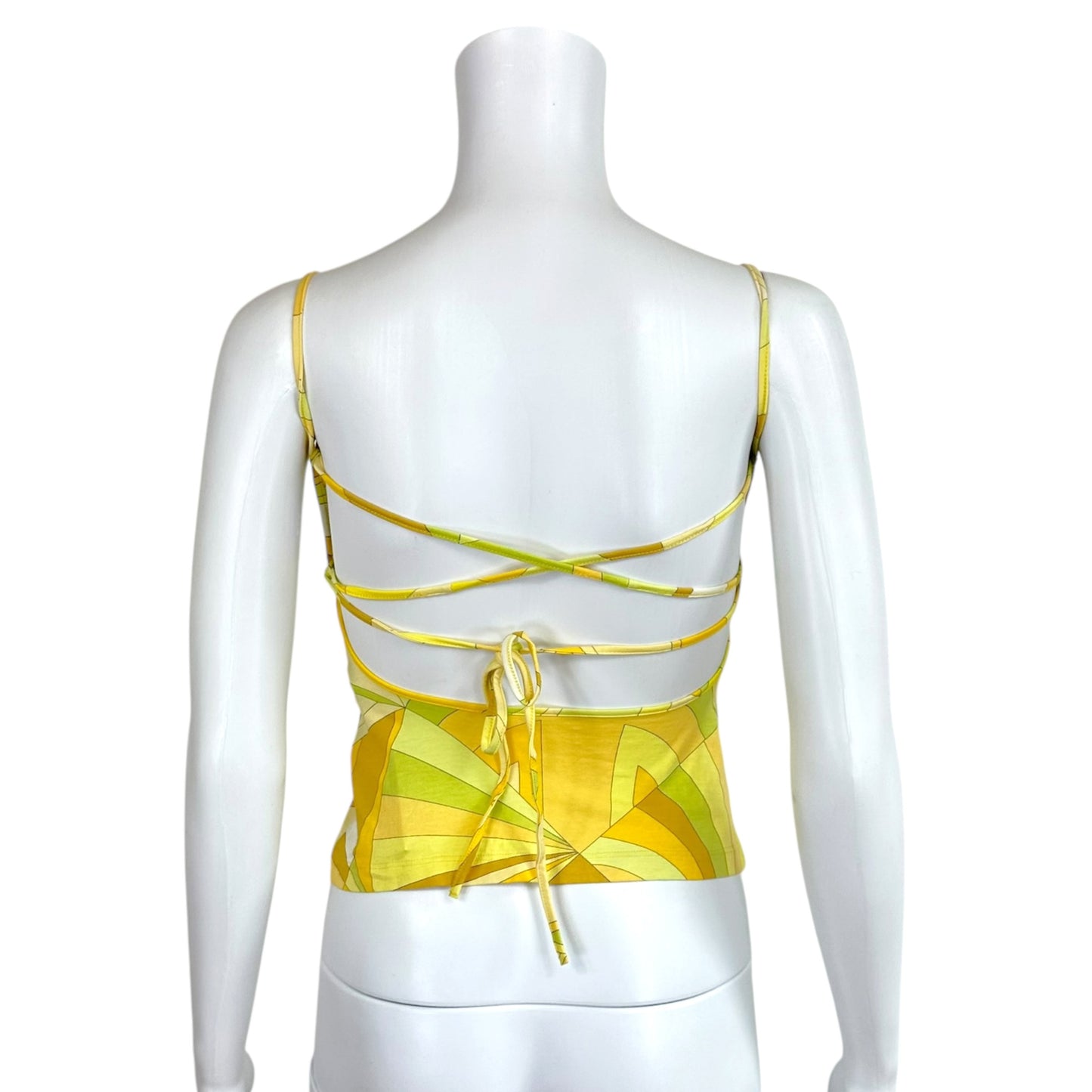 Emilio Pucci Yellow Printed Open Back Cami Top