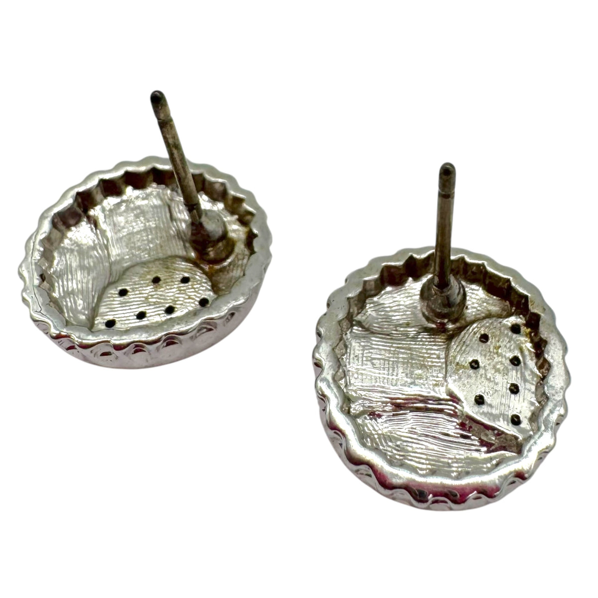Christian Dior Rhinestone Logo Bottle Cap Stud Earrings