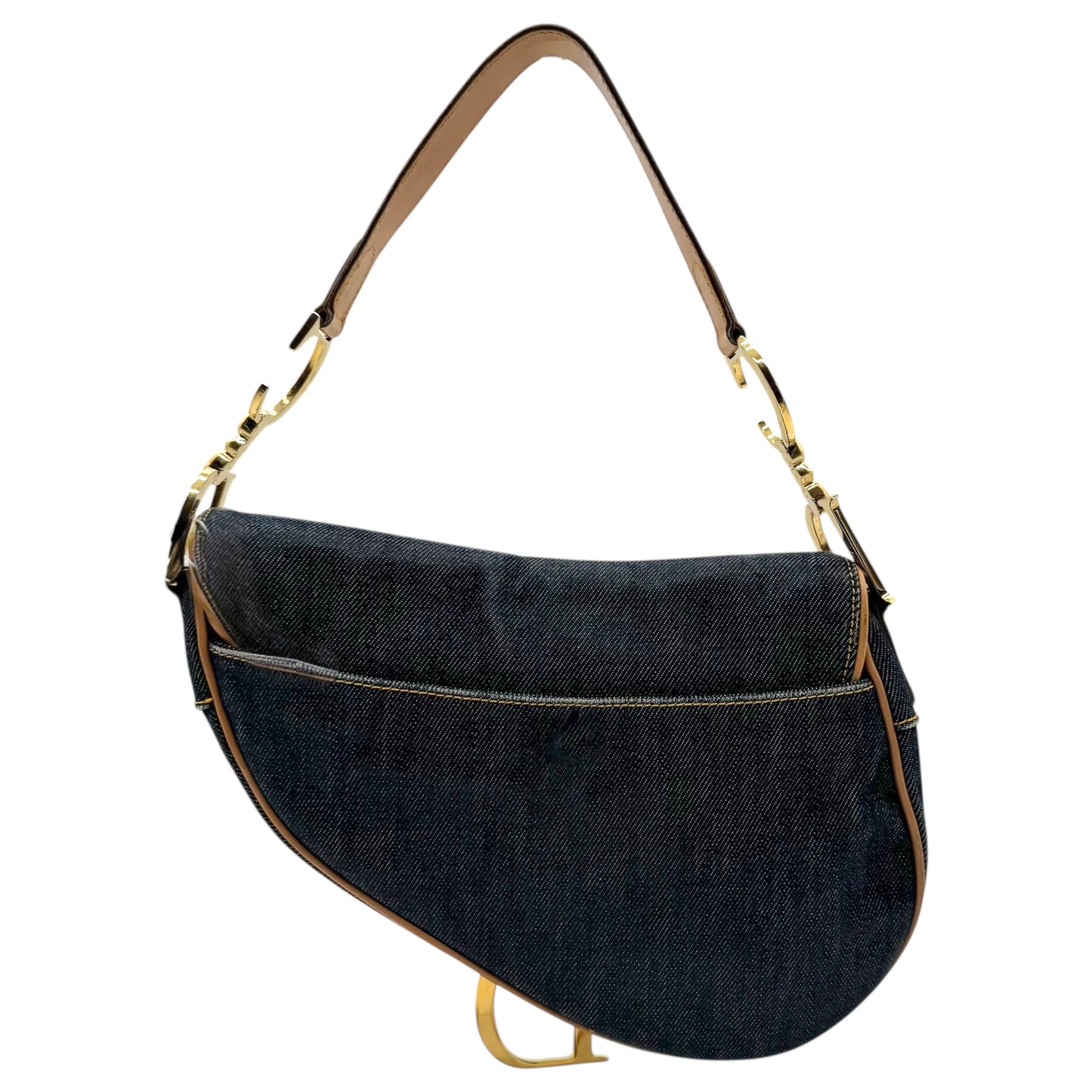 Christian Dior Denim & Gold Hardware Saddle Bag