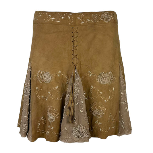 Roberto Cavalli Class Brown Suede Embroidered Mini Skirt