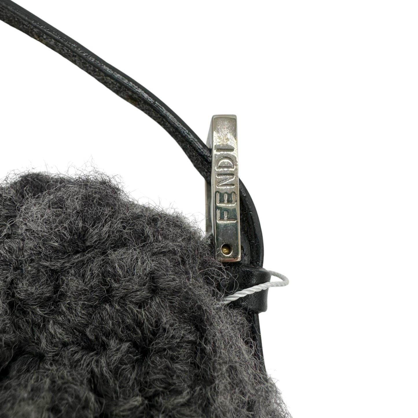 Fendi Gray Wool Knit Baguette Bag