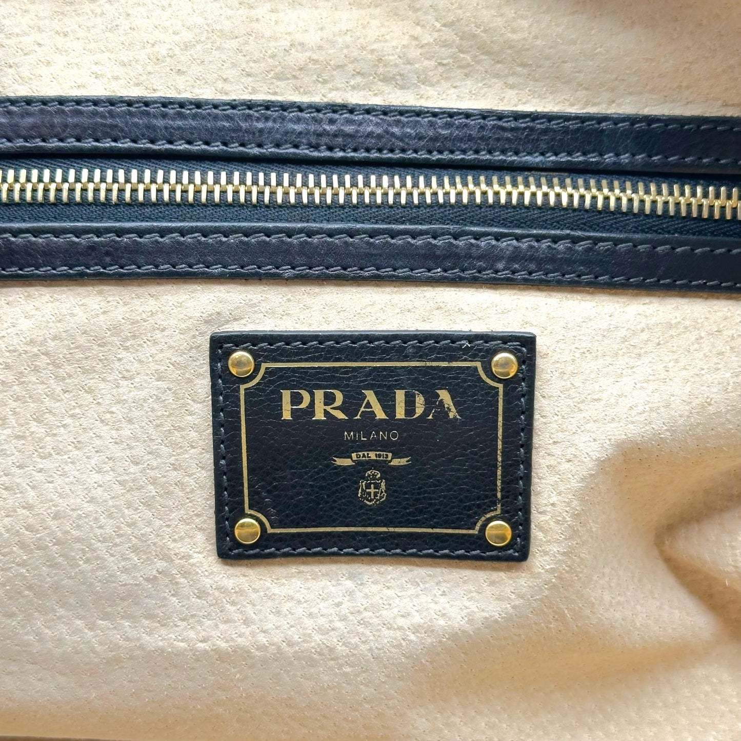 Prada Black Leather Studded 2-Way Bowler Bag