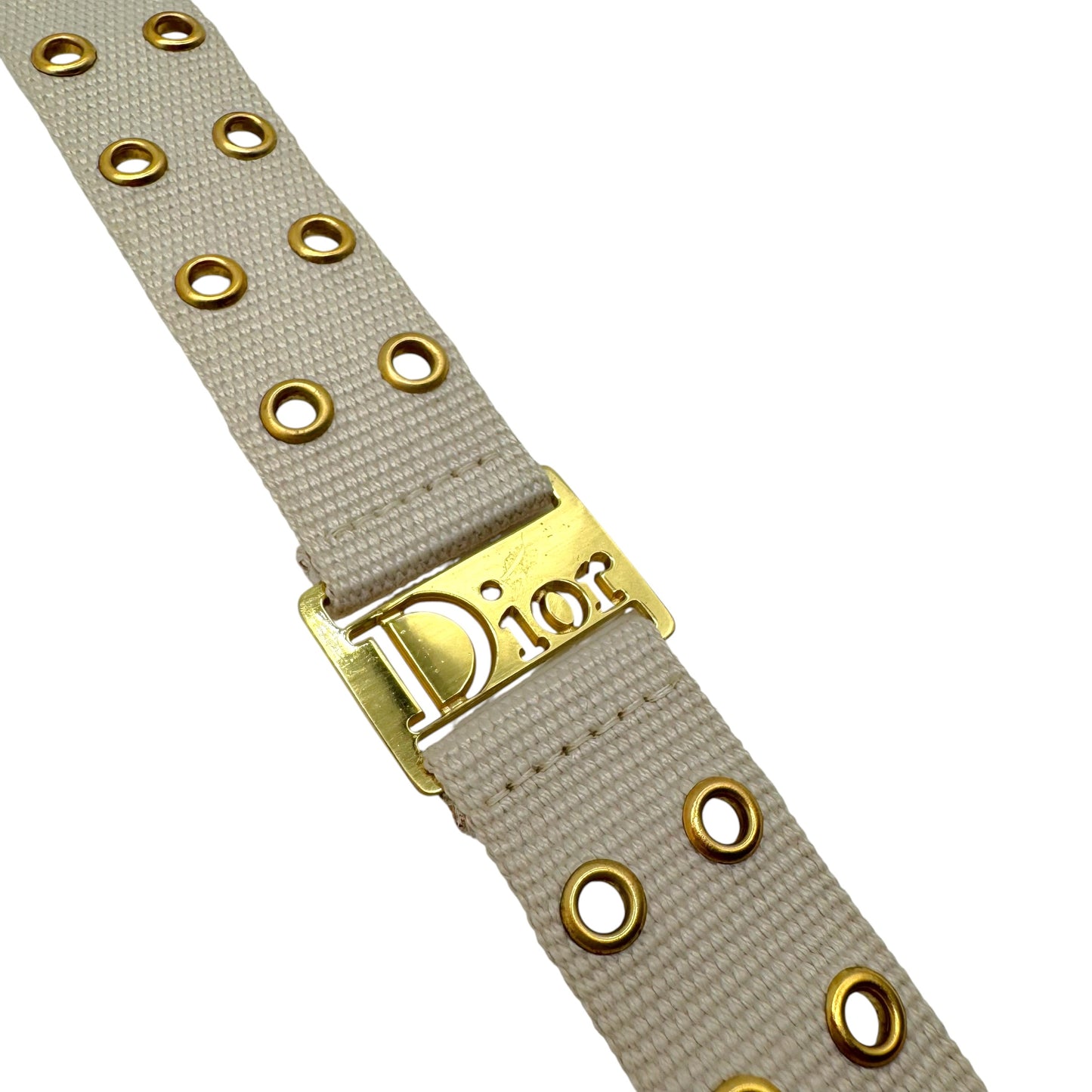 Christian Dior Canvas Logo Choker Ivory Gold Rivet Studs