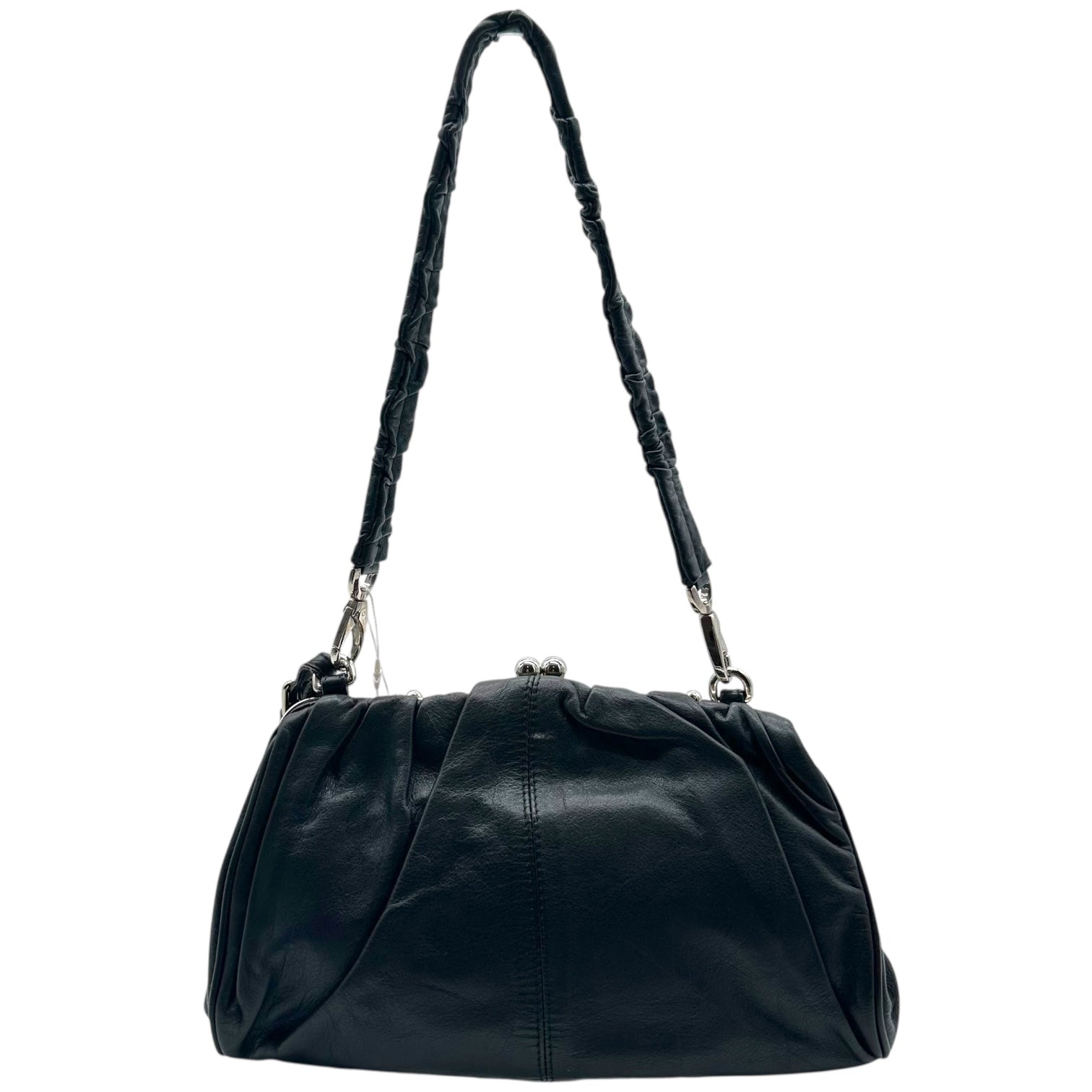 Dolce & Gabbana Black Leather Kisslock Shoulder Bag - Outfit Repeater