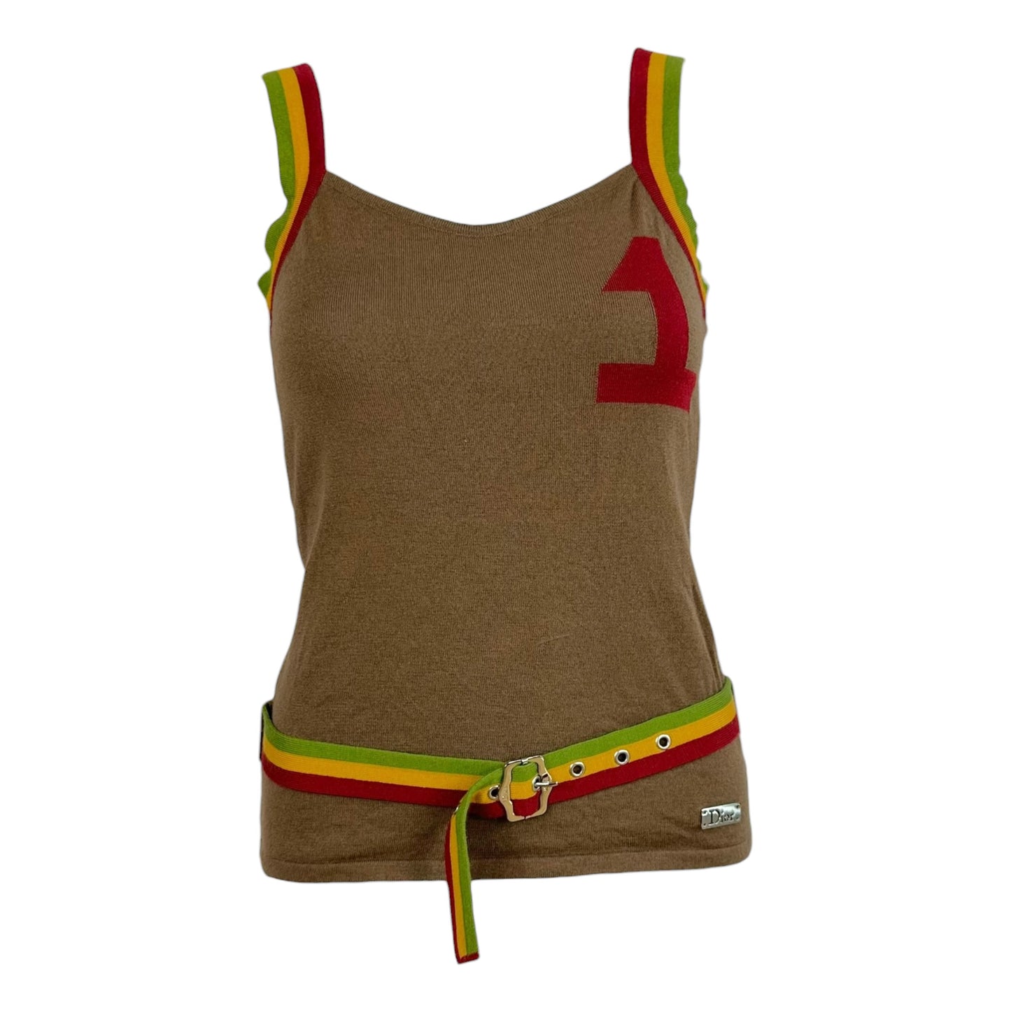 Christian Dior F/W 2004 Rasta Belted Cashmere & Wool Knit Tank