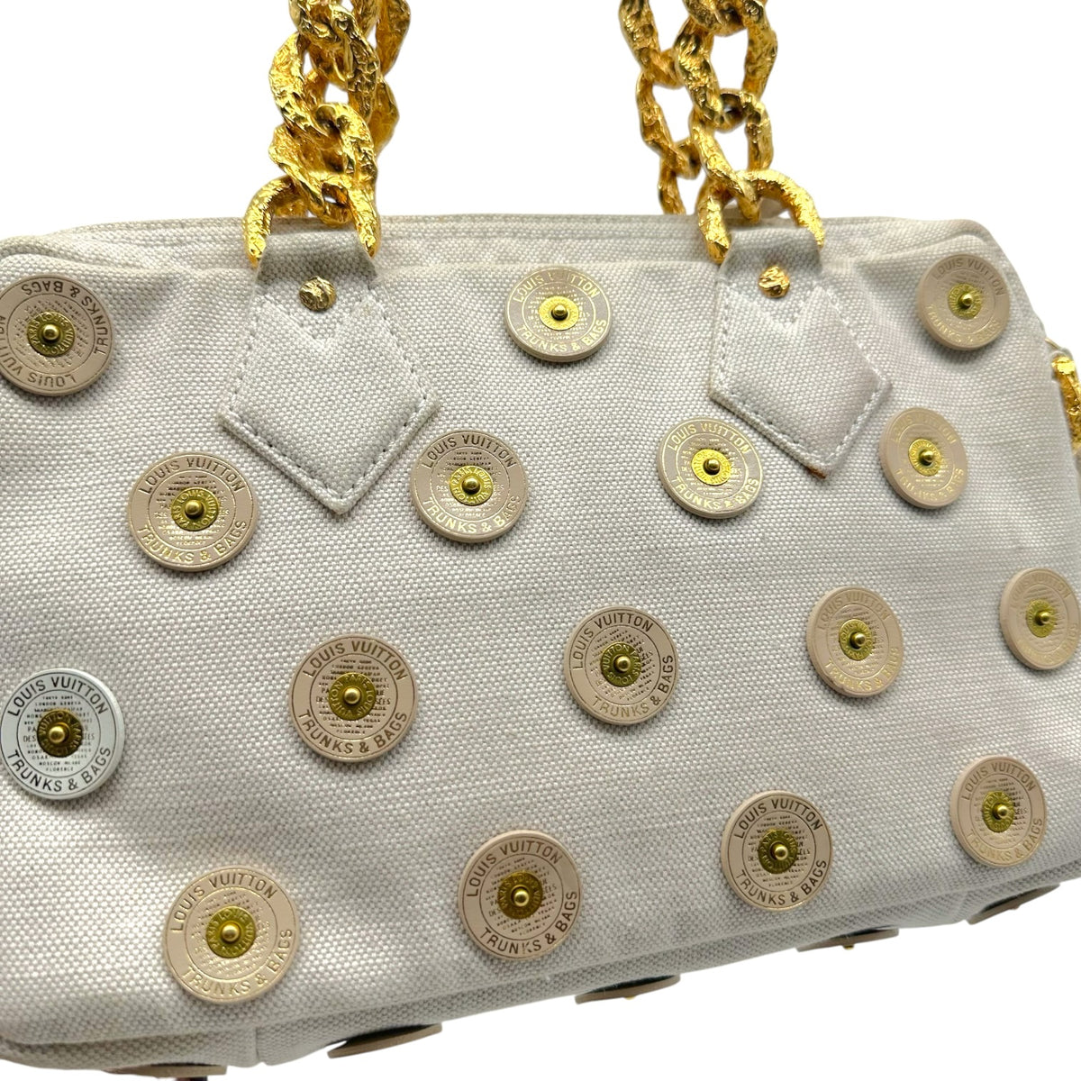 Louis Vuitton Ivory Gold Handbag with Gold Accents