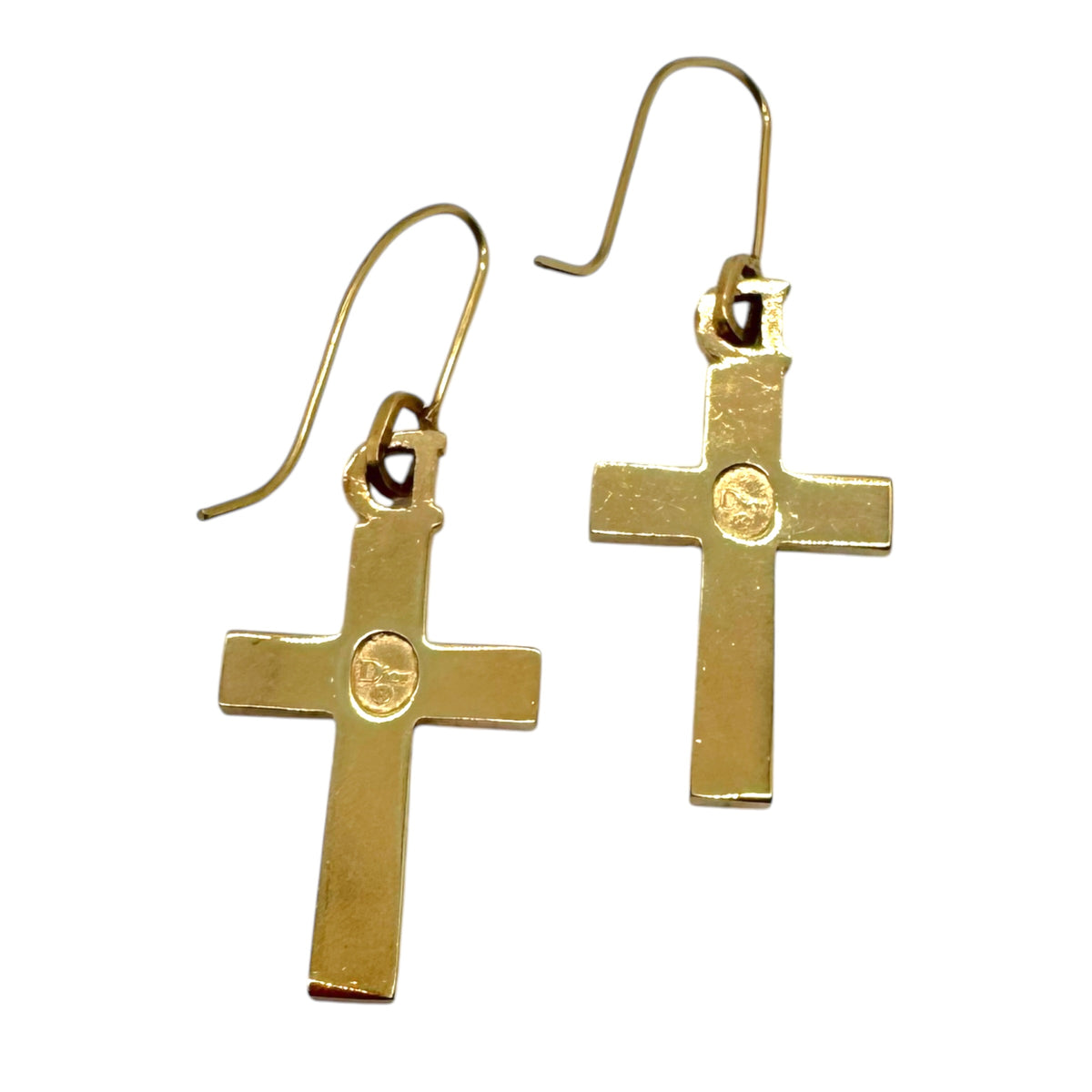 Christian Dior Gold Crystal Cross Dangly Earrings