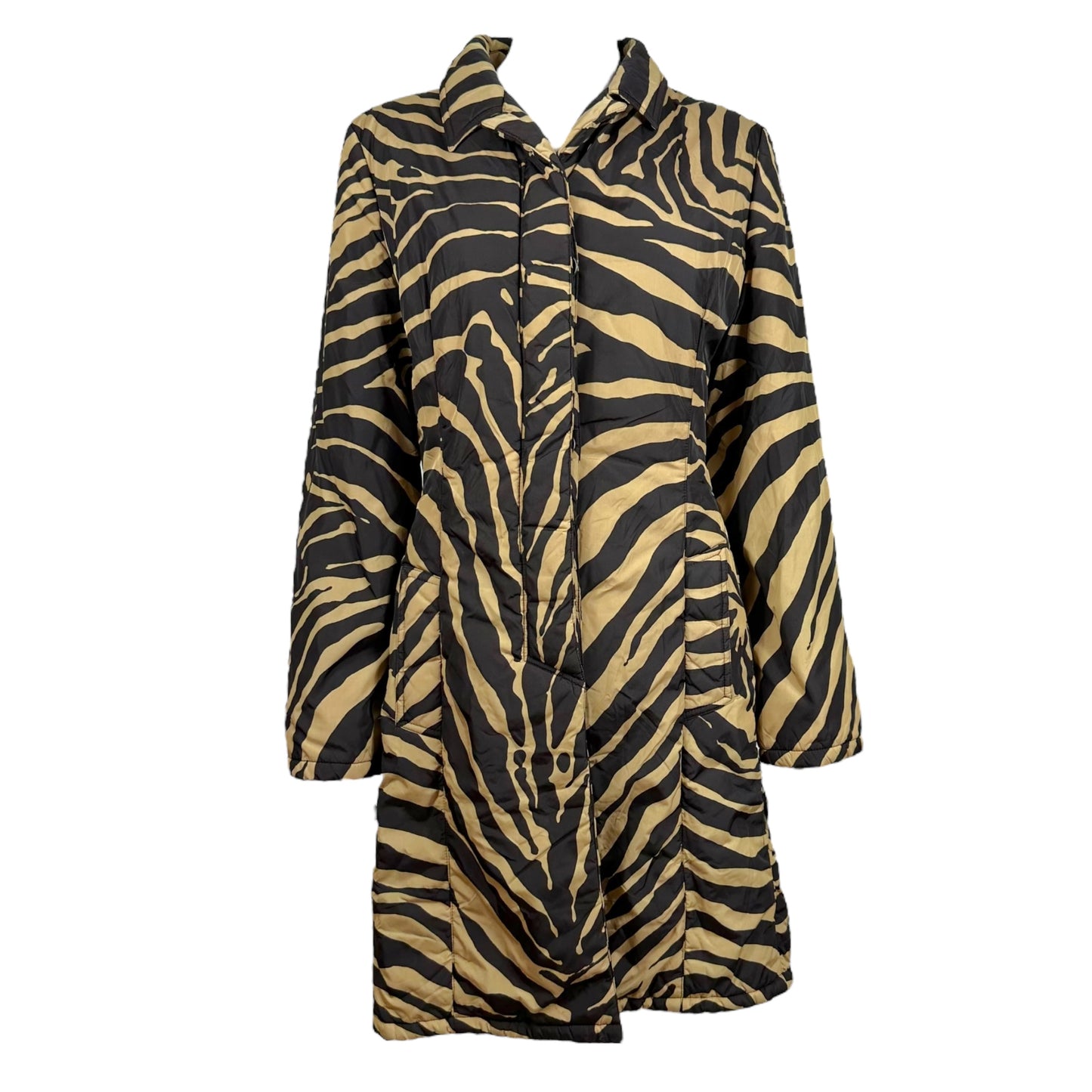 Dolce & Gabbana Brown Zebra Print Puffer Trench Coat