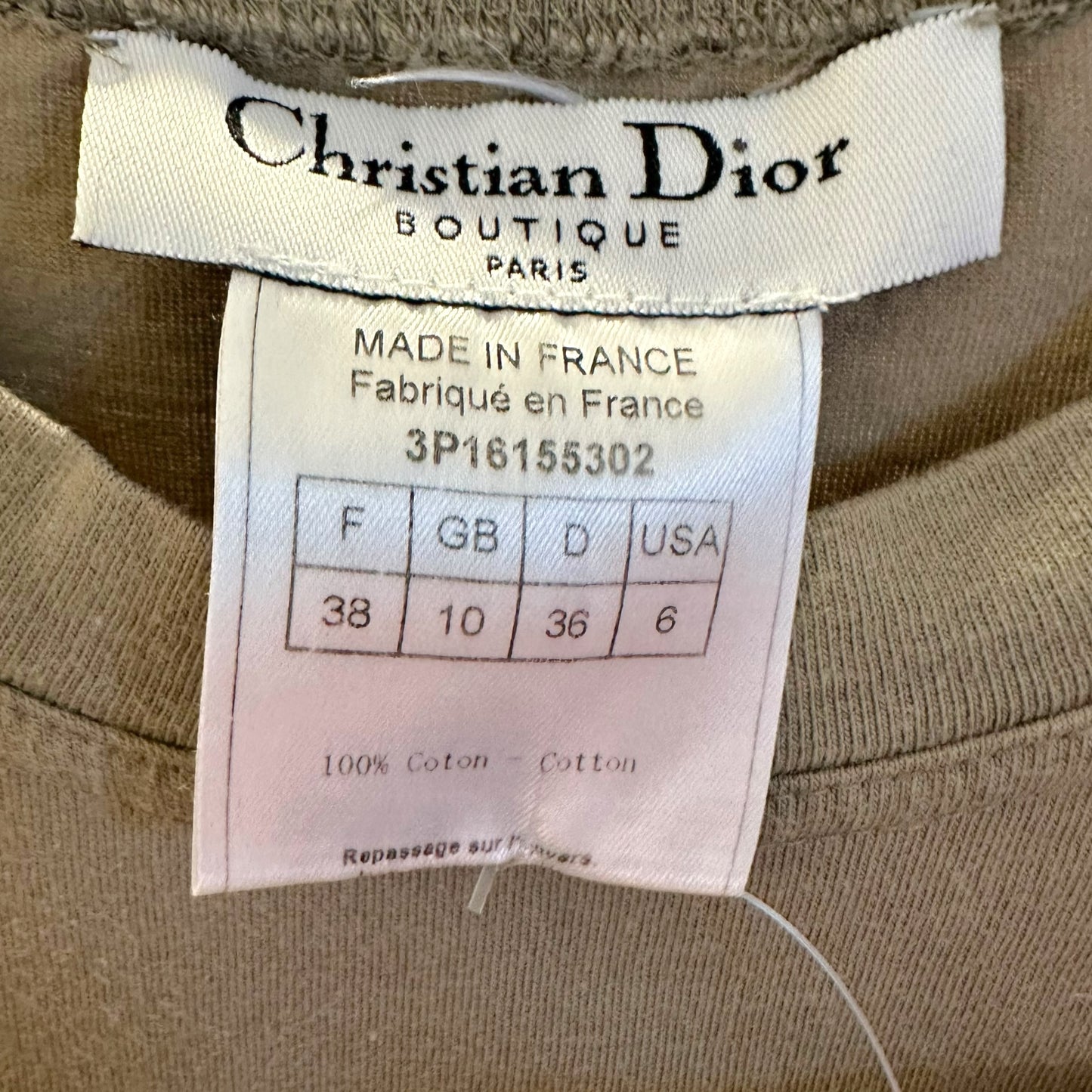 Christian Dior Khaki Green Denim Logo Tank Top
