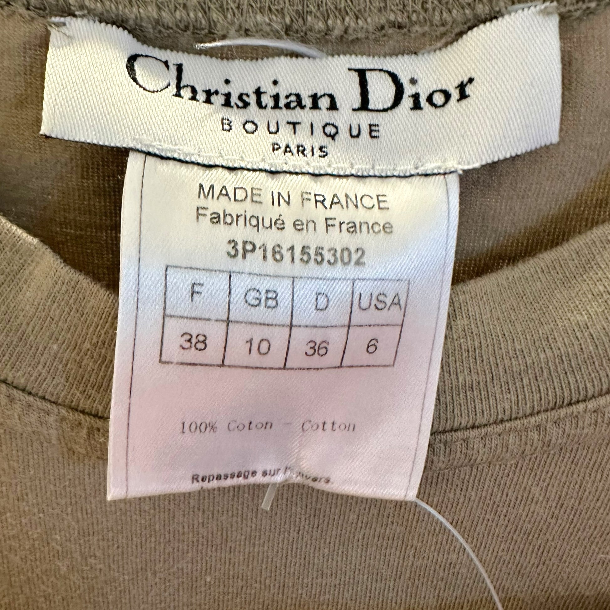 Christian Dior Khaki Green Denim Logo Tank Top