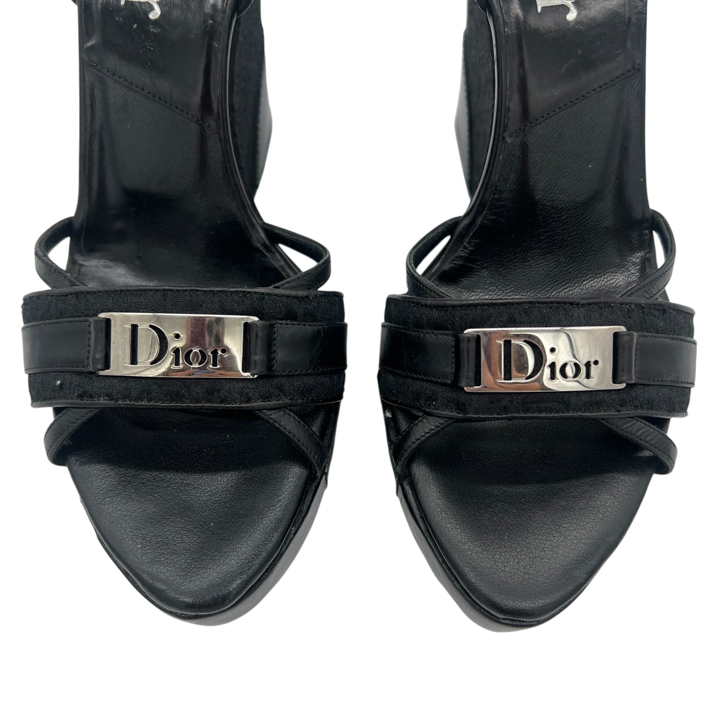 Christian Dior Black Monogram Wedge Sandals - Outfit Repeater