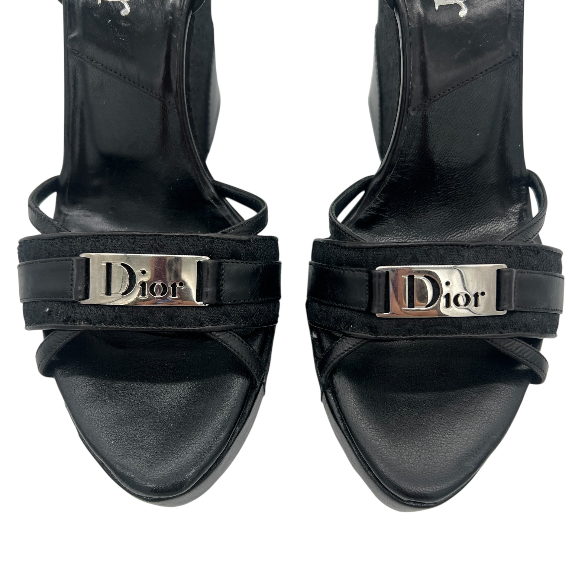 Christian Dior Black Monogram Wedge Sandals - Outfit Repeater