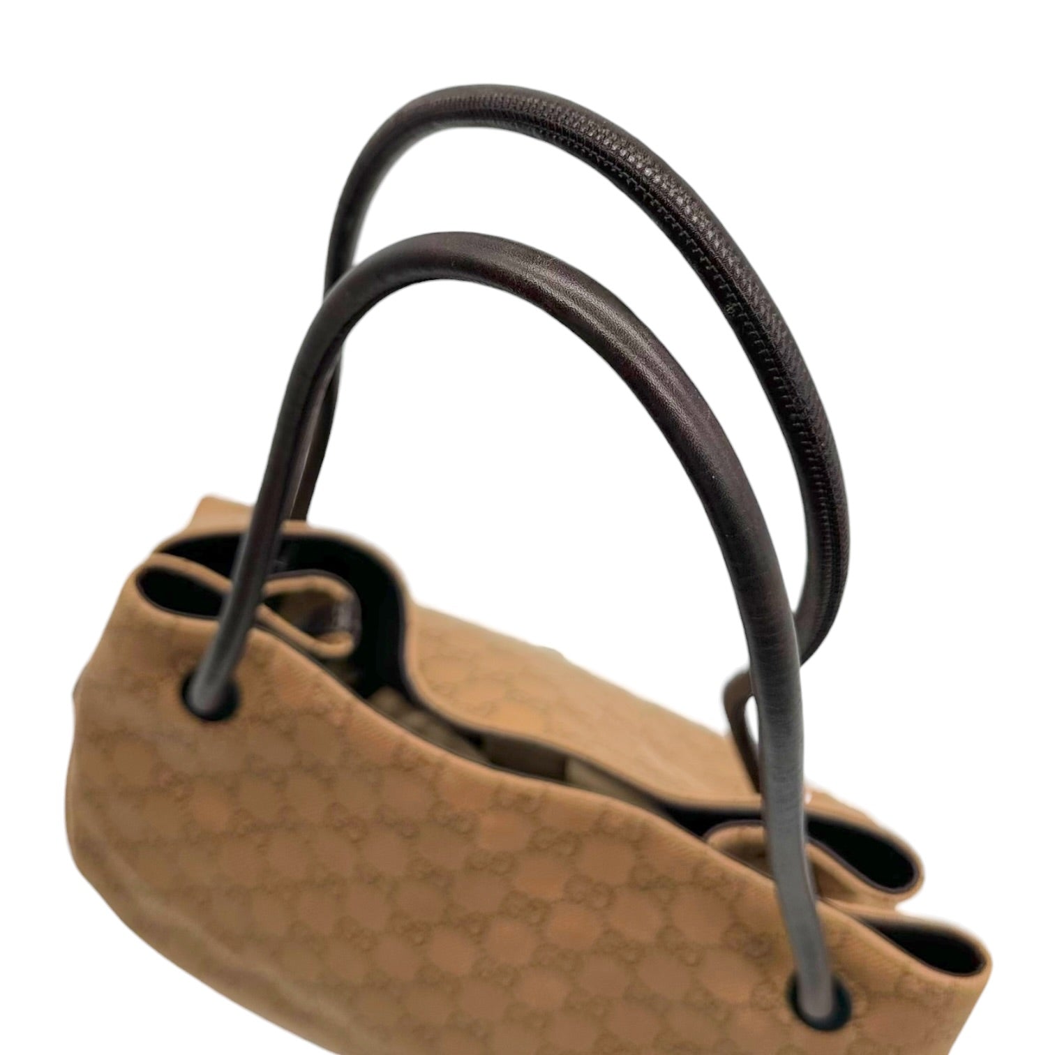 Gucci Tan Monogram Drawstring Slouchy Tote Bag