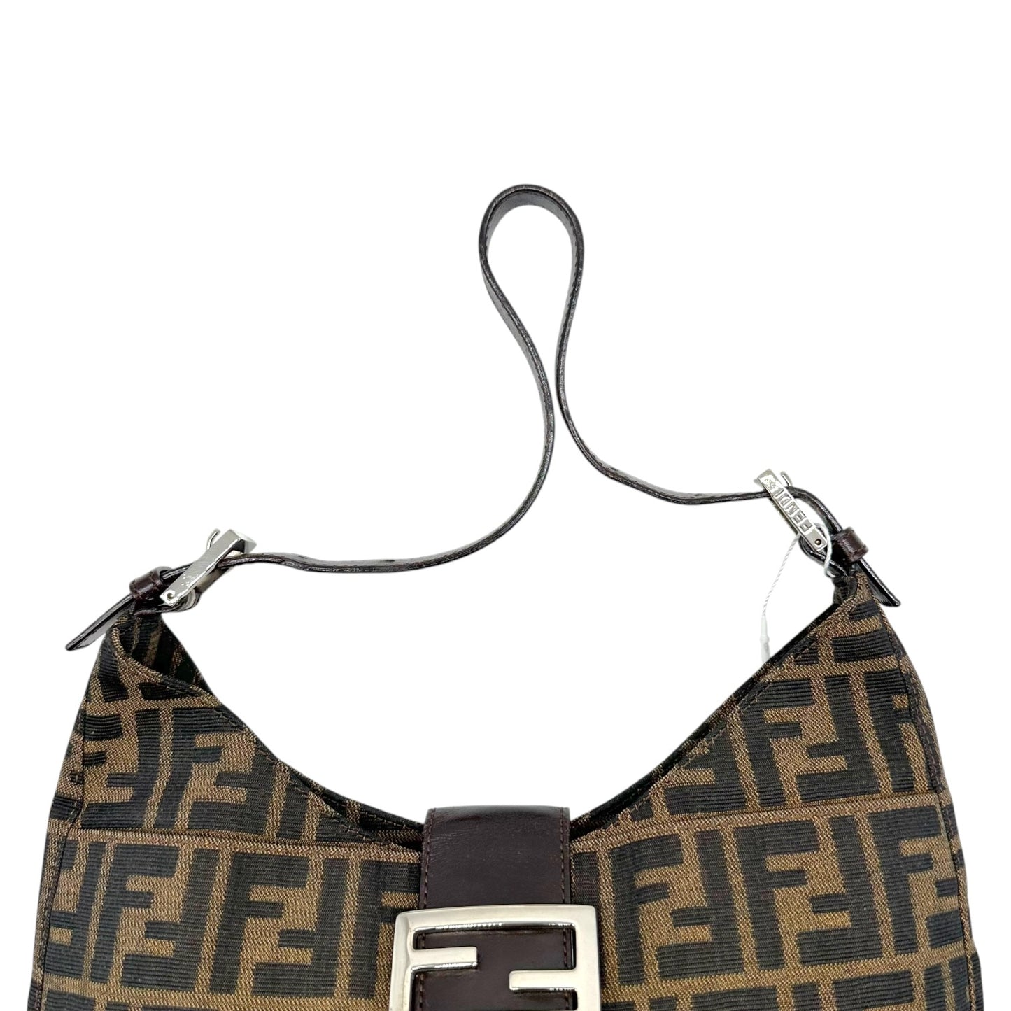 Fendi Brown Classic Zucca Monogram Shoulder Baguette Bag