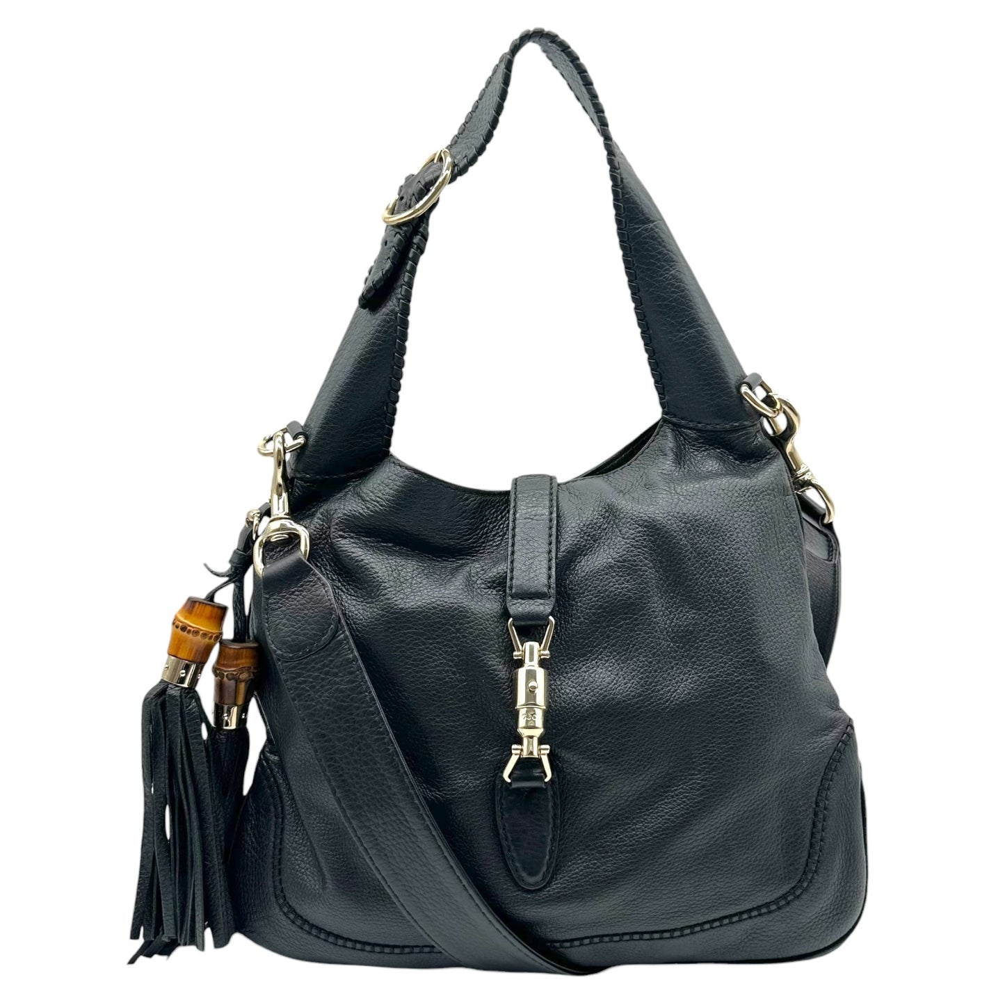 Gucci Black Leather New Jackie 2-Way Hobo Bag