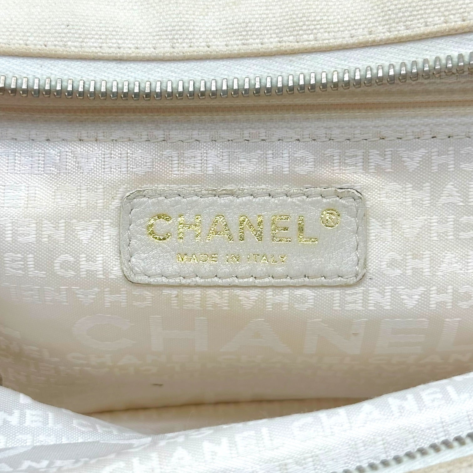Chanel Mini Tote Bag Pink White Canvas Gold Hardware