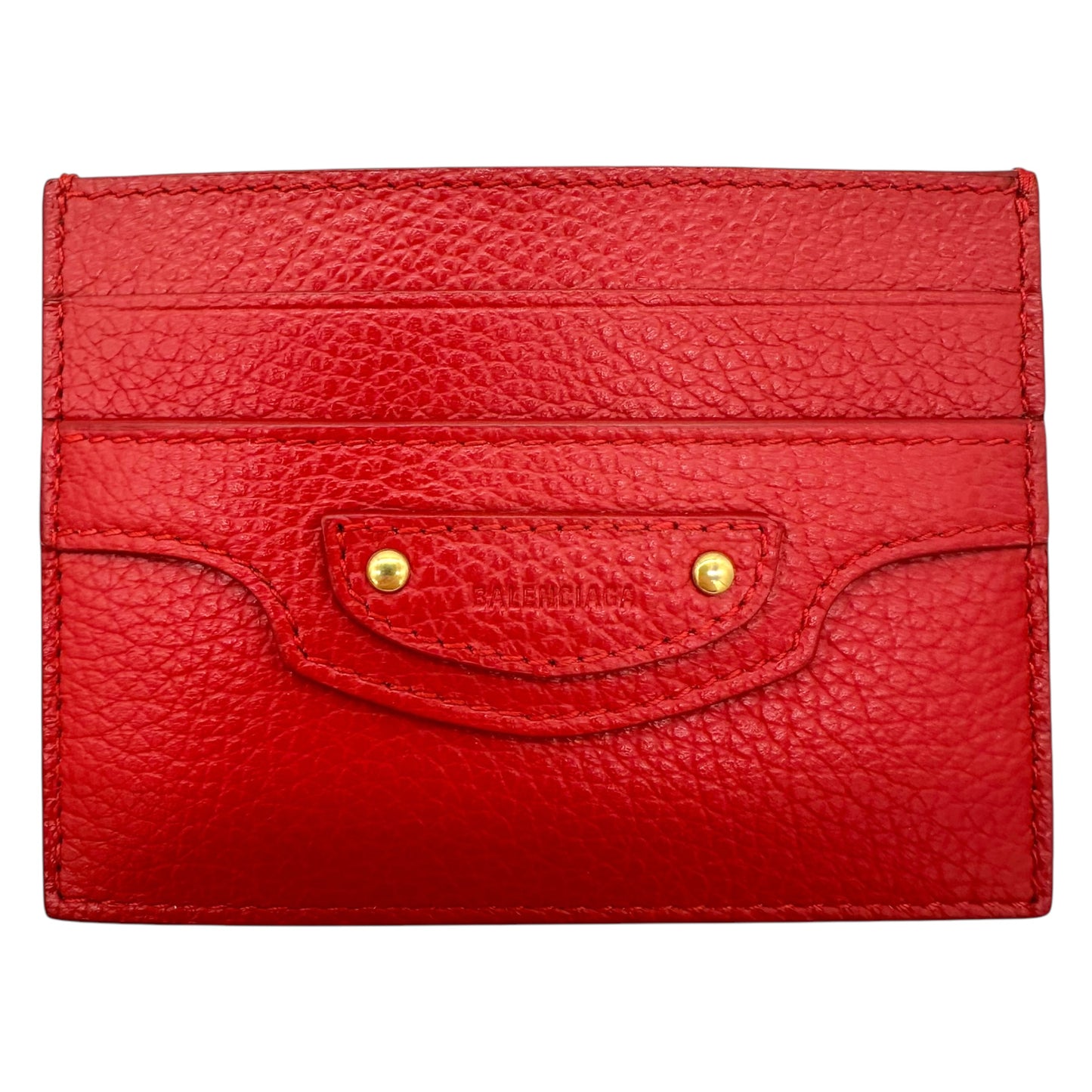 Balenciaga Red Leather Card Holder Wallet