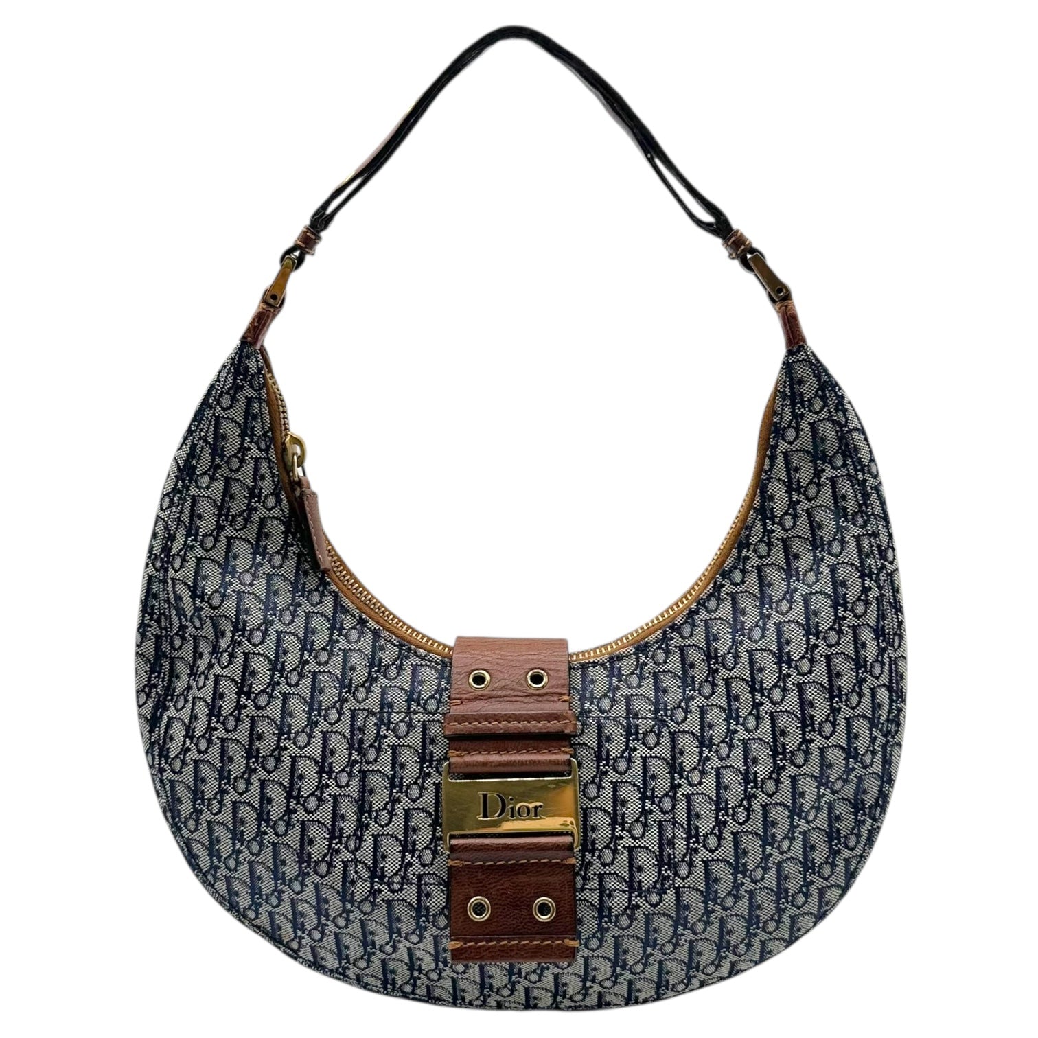 Christian Dior Navy Blue Trotter Street Chic Crescent Shoulder Bag - Outfit Repeater