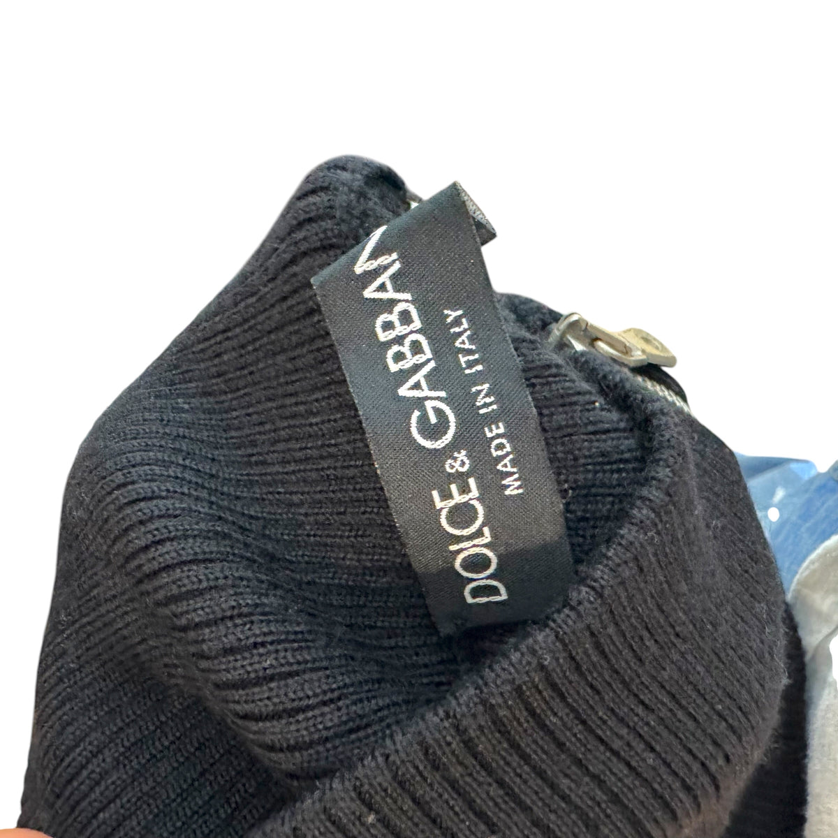 Dolce & Gabbana Black & White Logo Knit Sleeveless Zip-Up Top