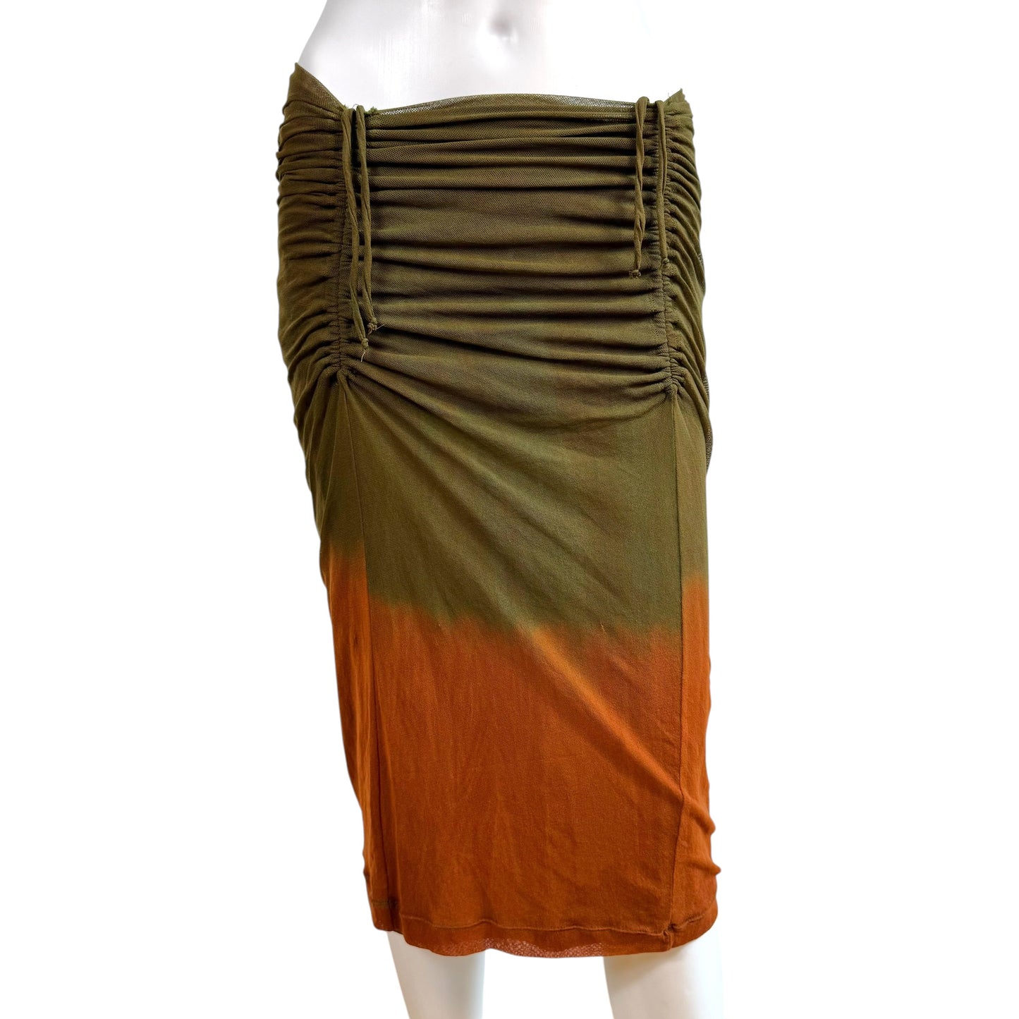 Plein Sud Sun Brown & Green Ombre Mesh Turtleneck Midi Skirt Set