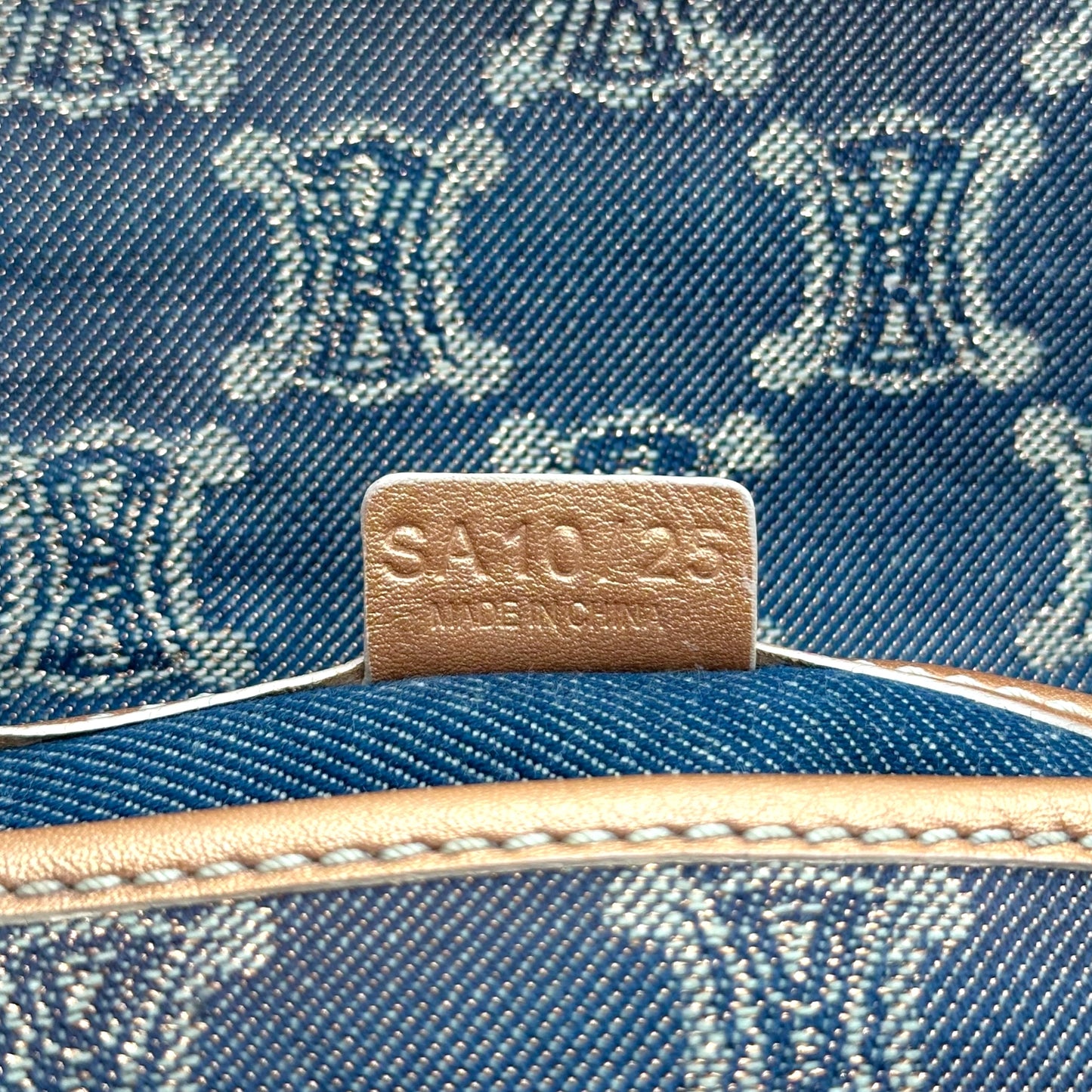 Celine Metallic Denim Triomphe Monogram Shoulder Bag