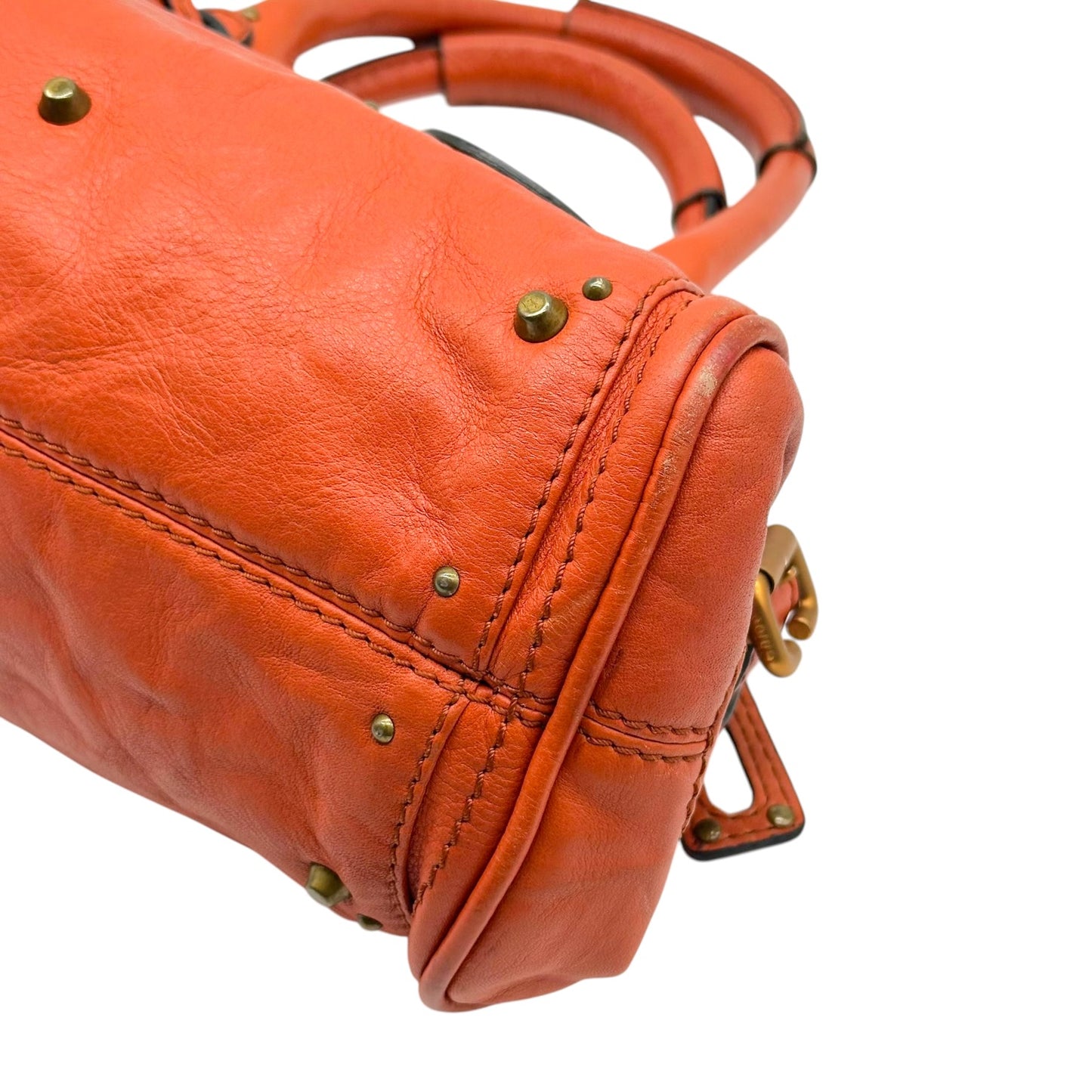 Chloé Terracota Orange & Gold Mini Paddington Shoulder Bag