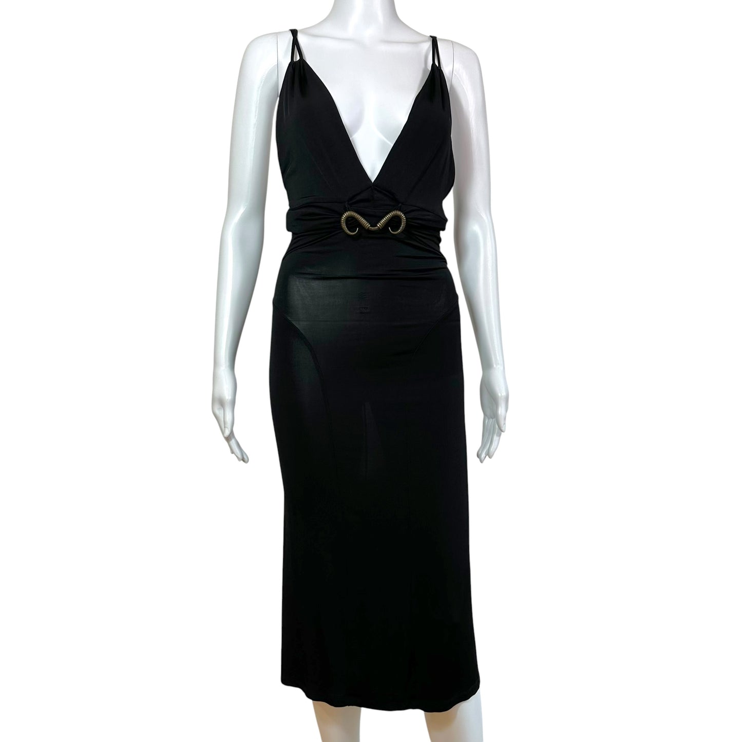 Just Cavalli Roberto Cavalli Horn Emblem Black Midi Dress