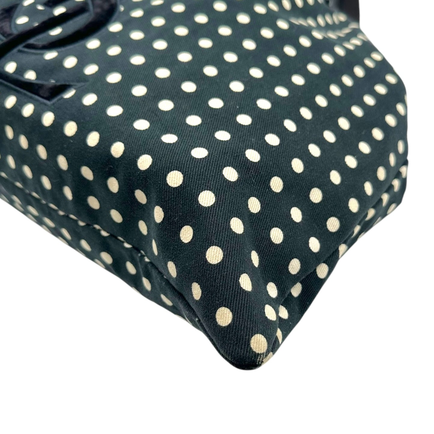 Yves Saint Laurent Black White Polkadot Tote Bag
