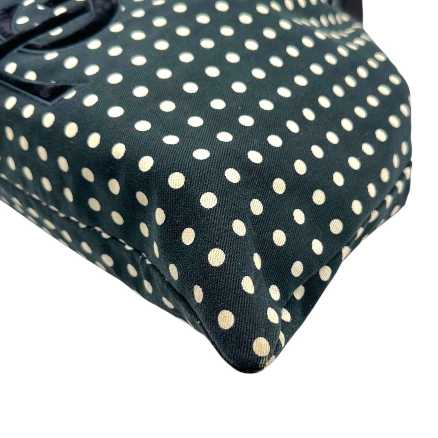 Yves Saint Laurent Black White Polkadot Tote Bag
