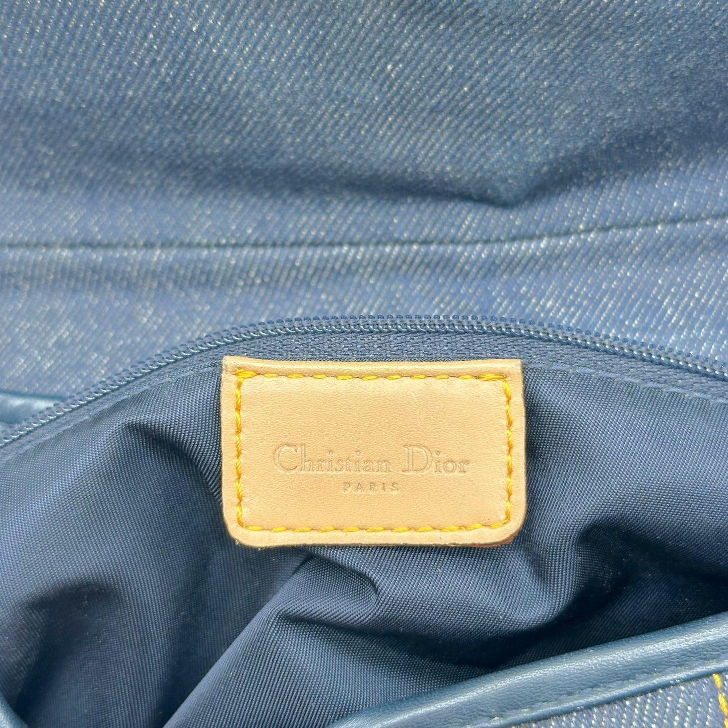 Christian Dior Denim & Tan Leather Saddle Shoulder Bag
