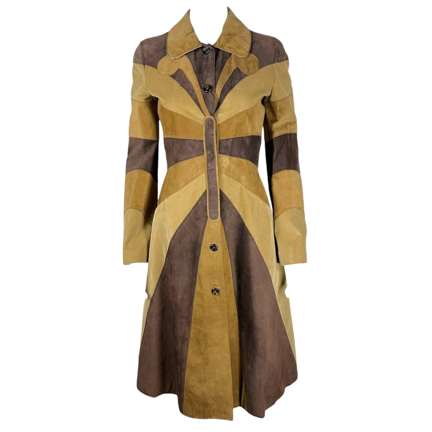 Dolce & Gabbana F/W 2002 Brown Suede Patchwork Butterfly Coat NEW