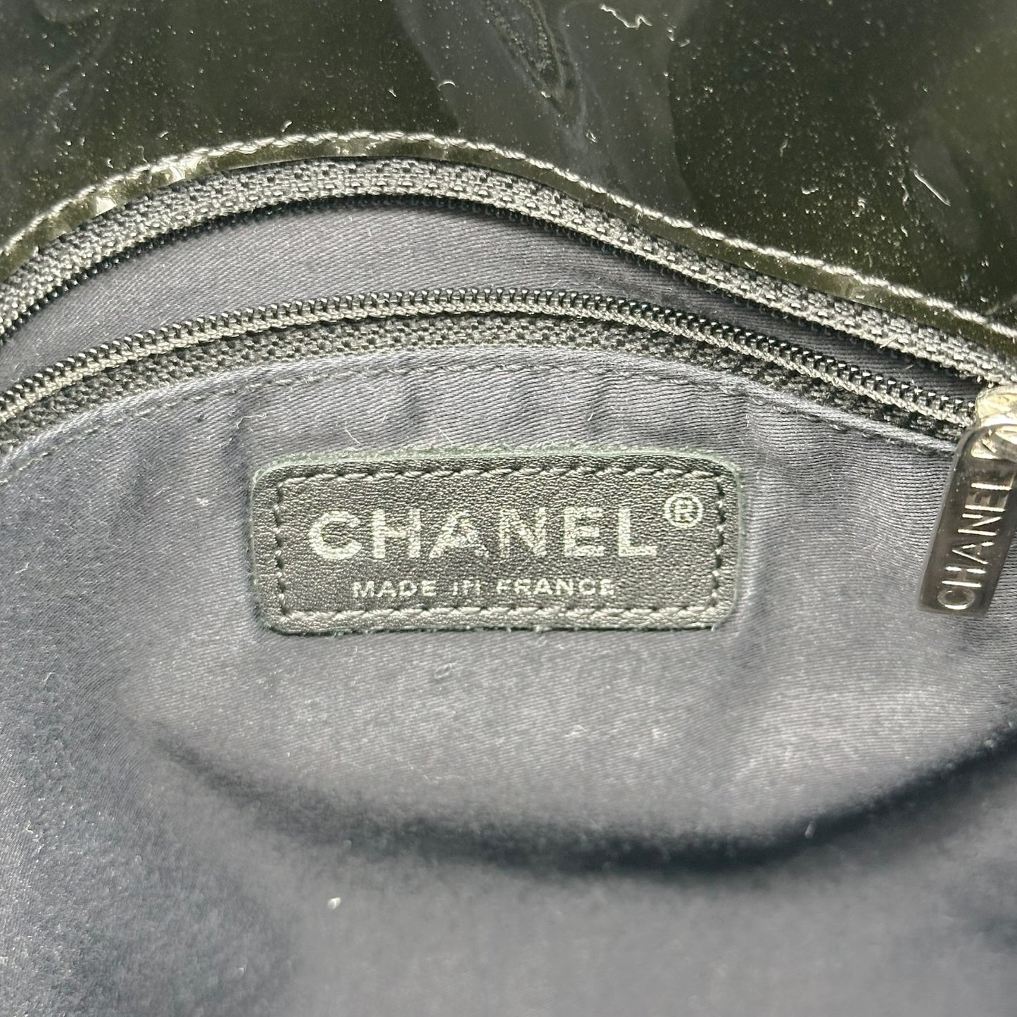 Chanel Black Patent Leather & Rhinestone CC Logo Shoulder Bag 2009-10