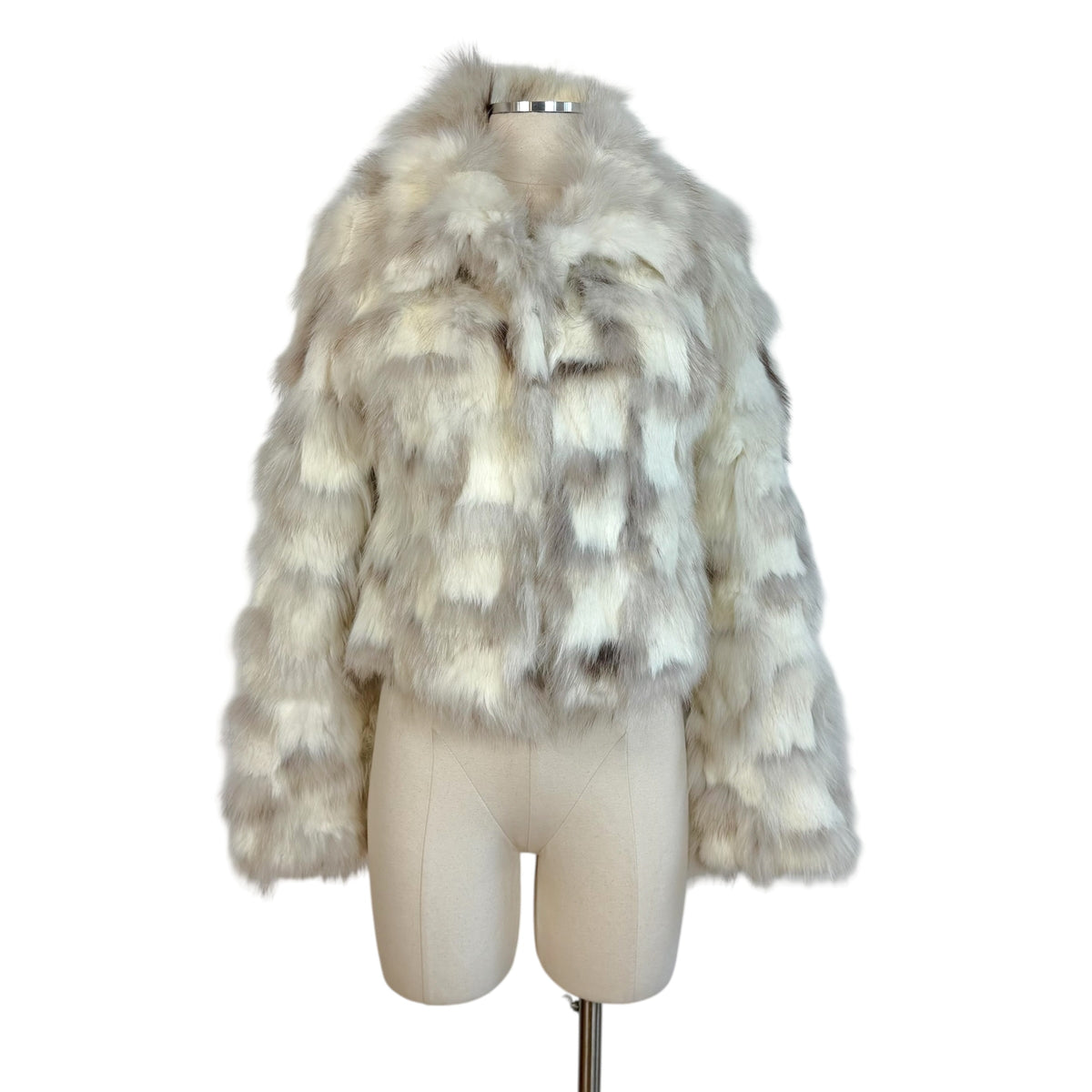 Burberry Ivory Brown Cropped Rabbit Fur Coat