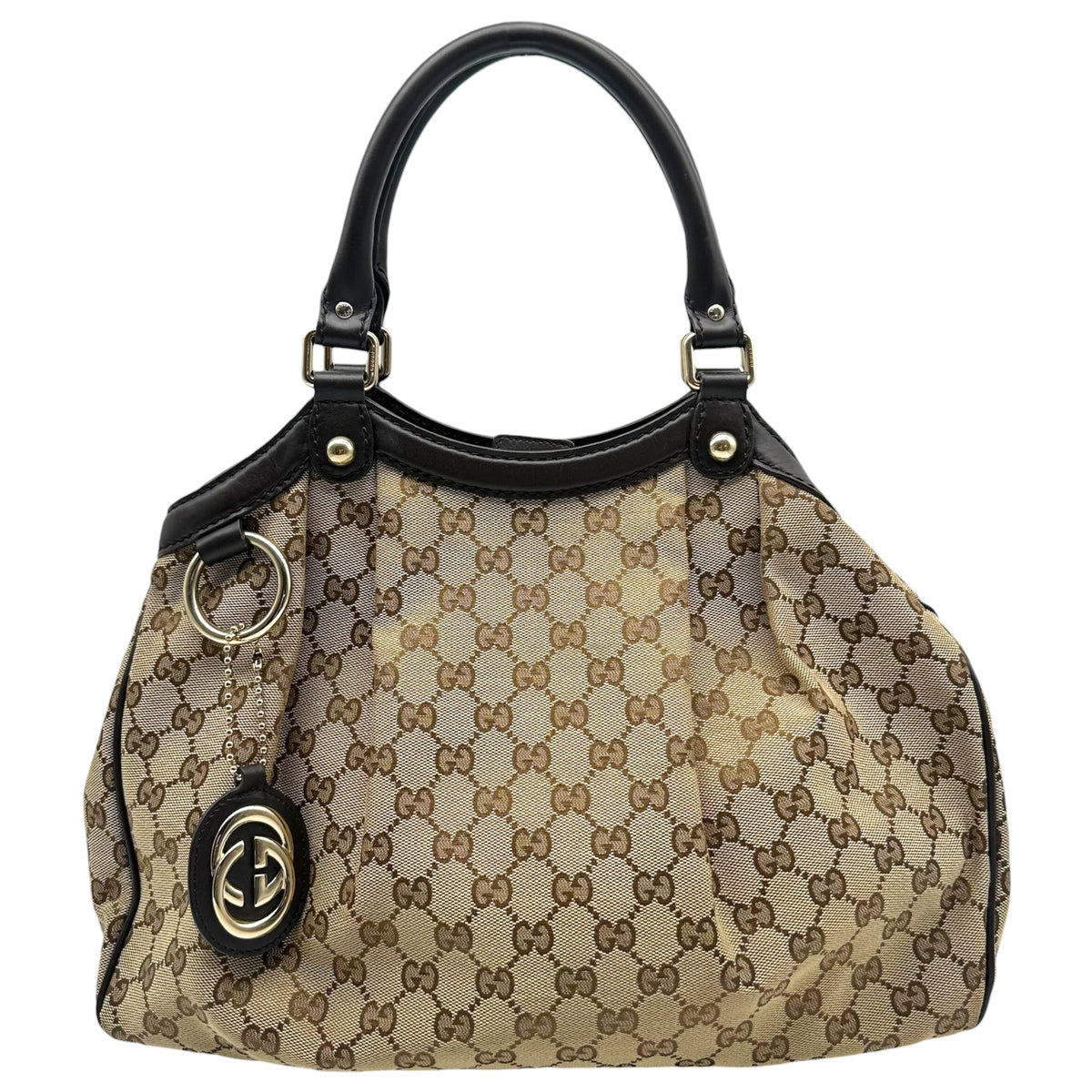 Gucci Tan Monogram Brown Leather Shoulder Bag