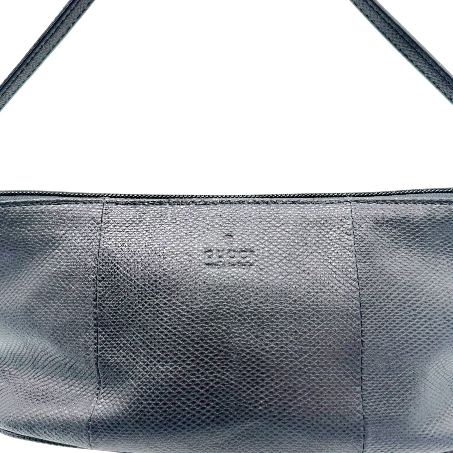 Gucci Black Gold Lizard Skin Boat Pochette Bag