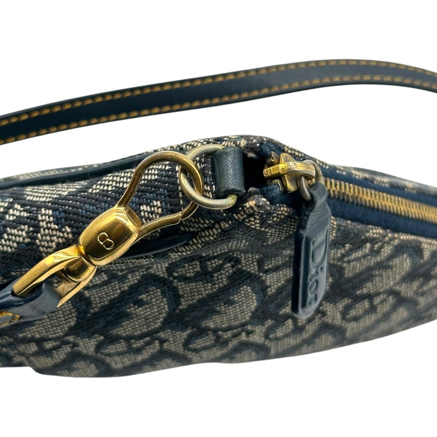Christian Dior Navy Blue Trotter Monogram Mini Saddle Bag