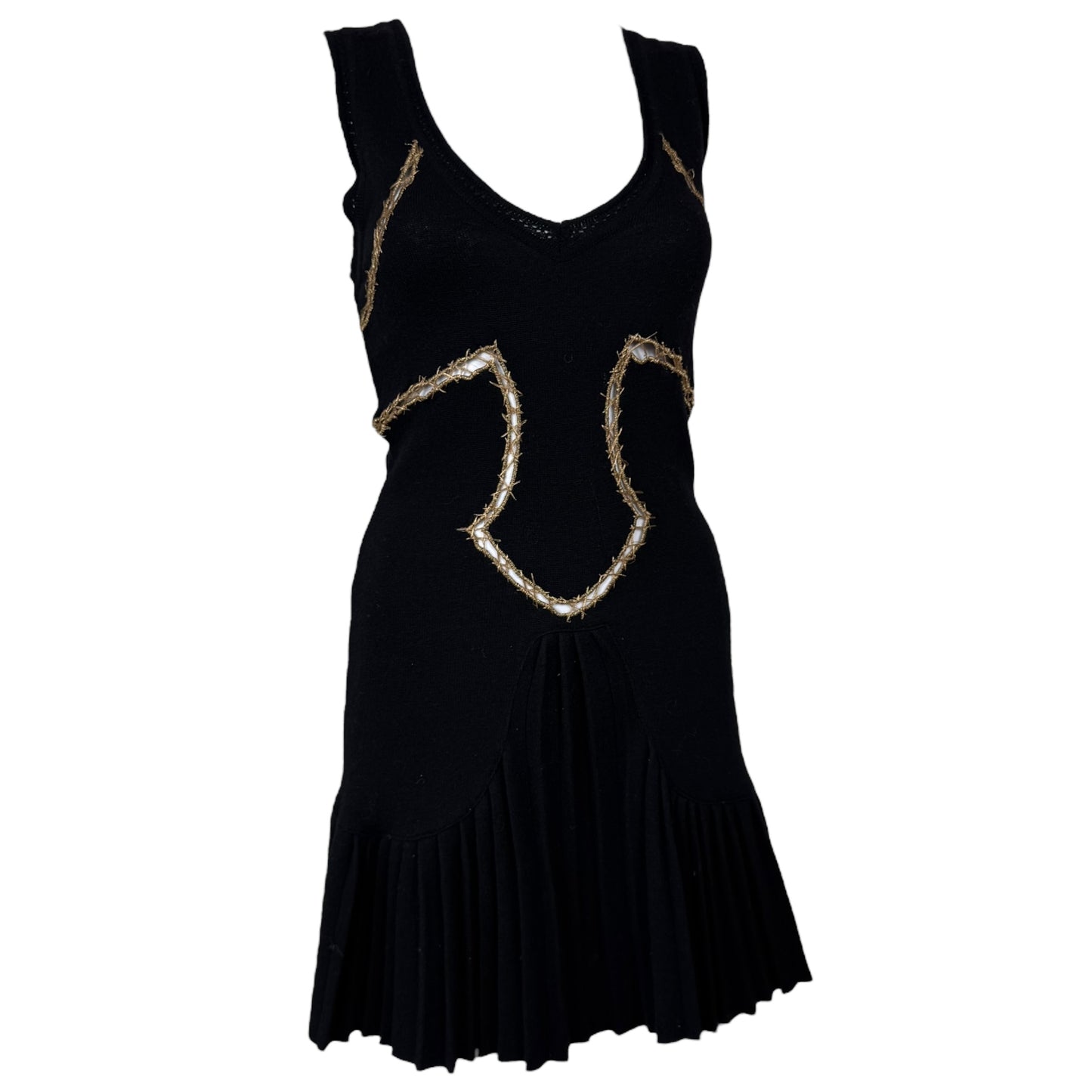 Just Cavalli Roberto Cavalli Black & Gold Knit Sweater Mini Dress