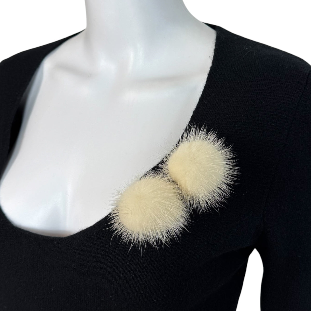 Louis Vuitton Black Cashmere & White Mink Sweater