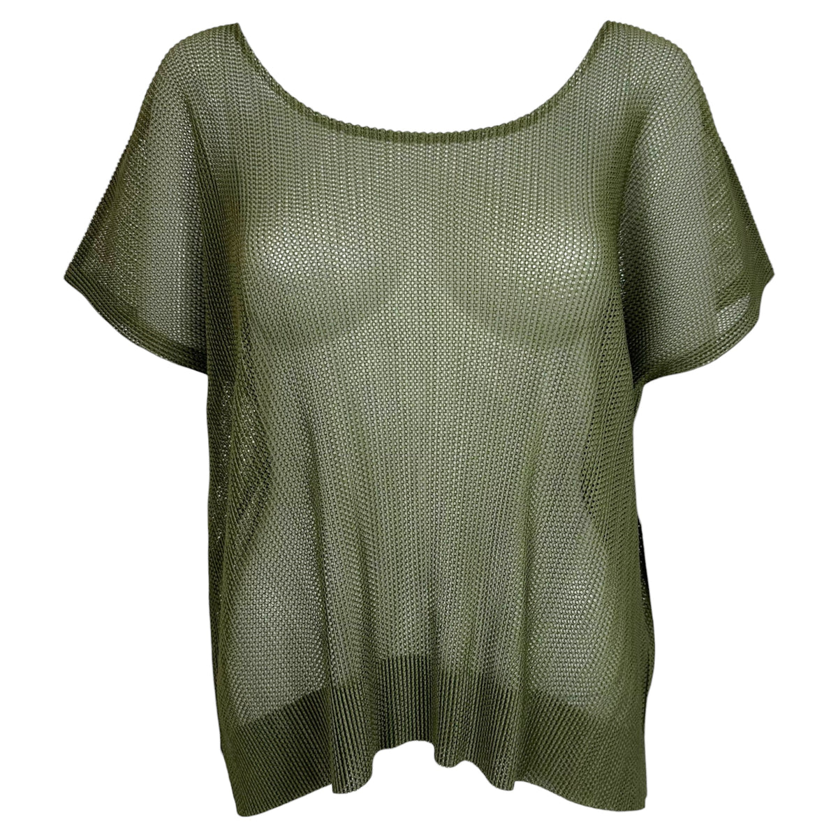 Issey Miyake Pleats Please Khaki Green Boxy-Cut Top