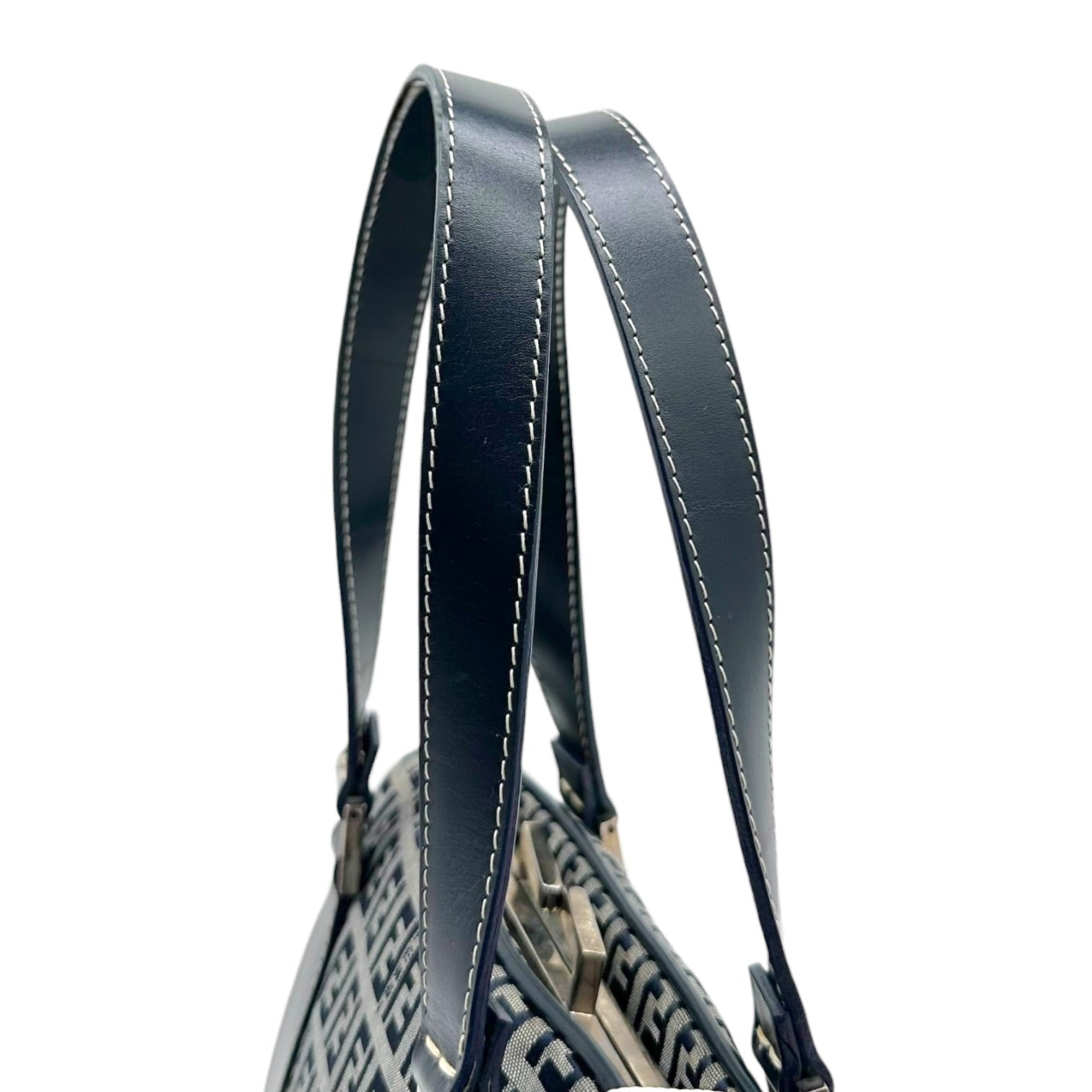 Fendi Navy Zucchino Monogram Kisslock Handbag