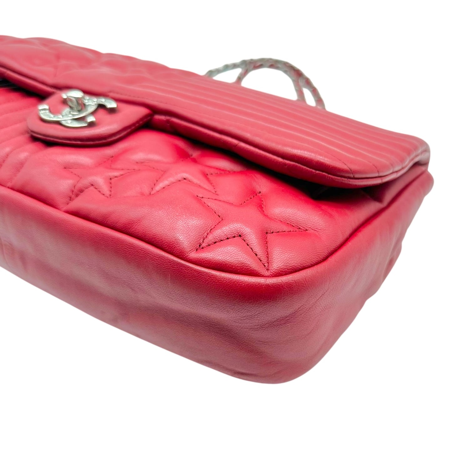 Chanel Burgundy Leather CC Flap Bag with American Flag Motif