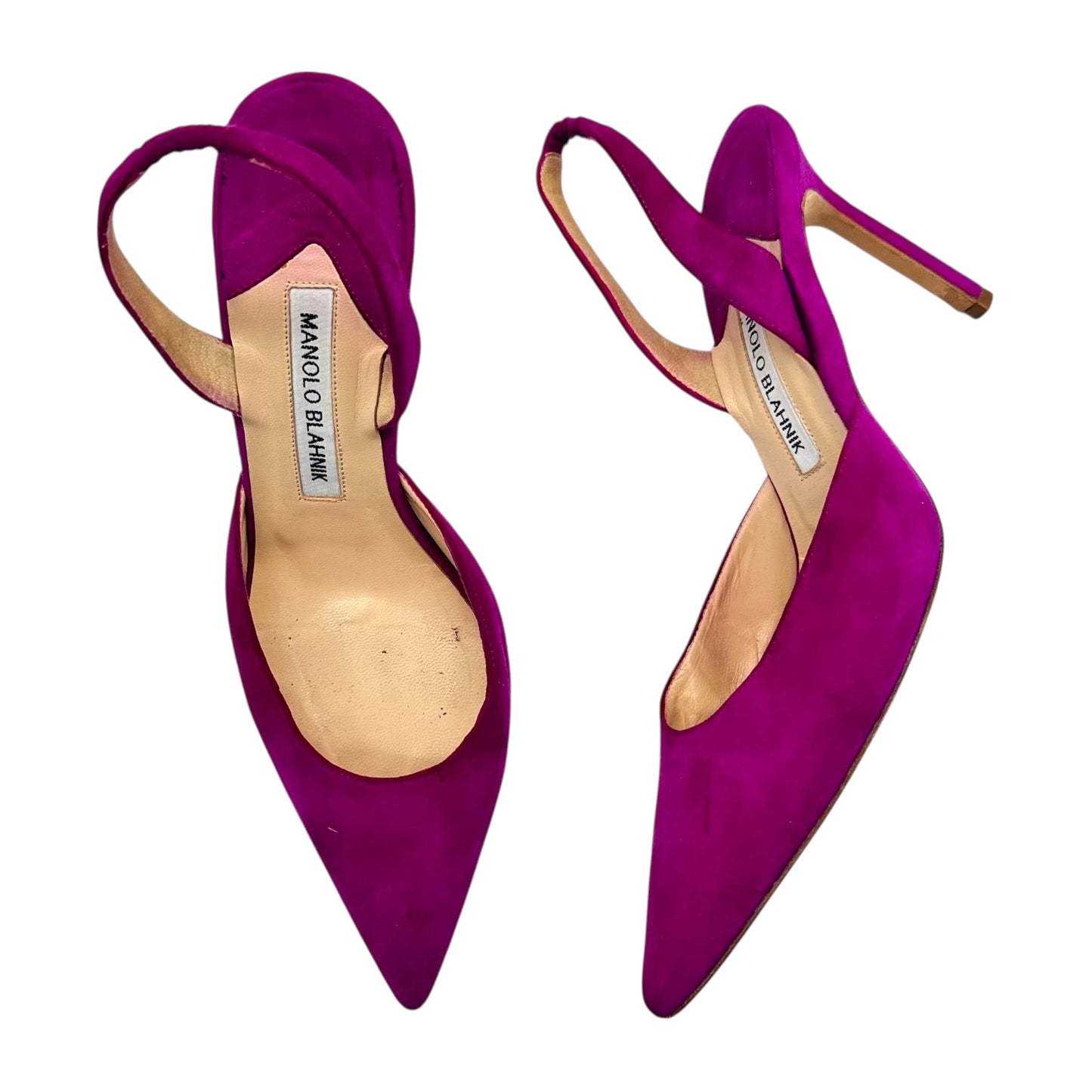 Manolo Blahnik Bright Purple Suede Slingback Heels