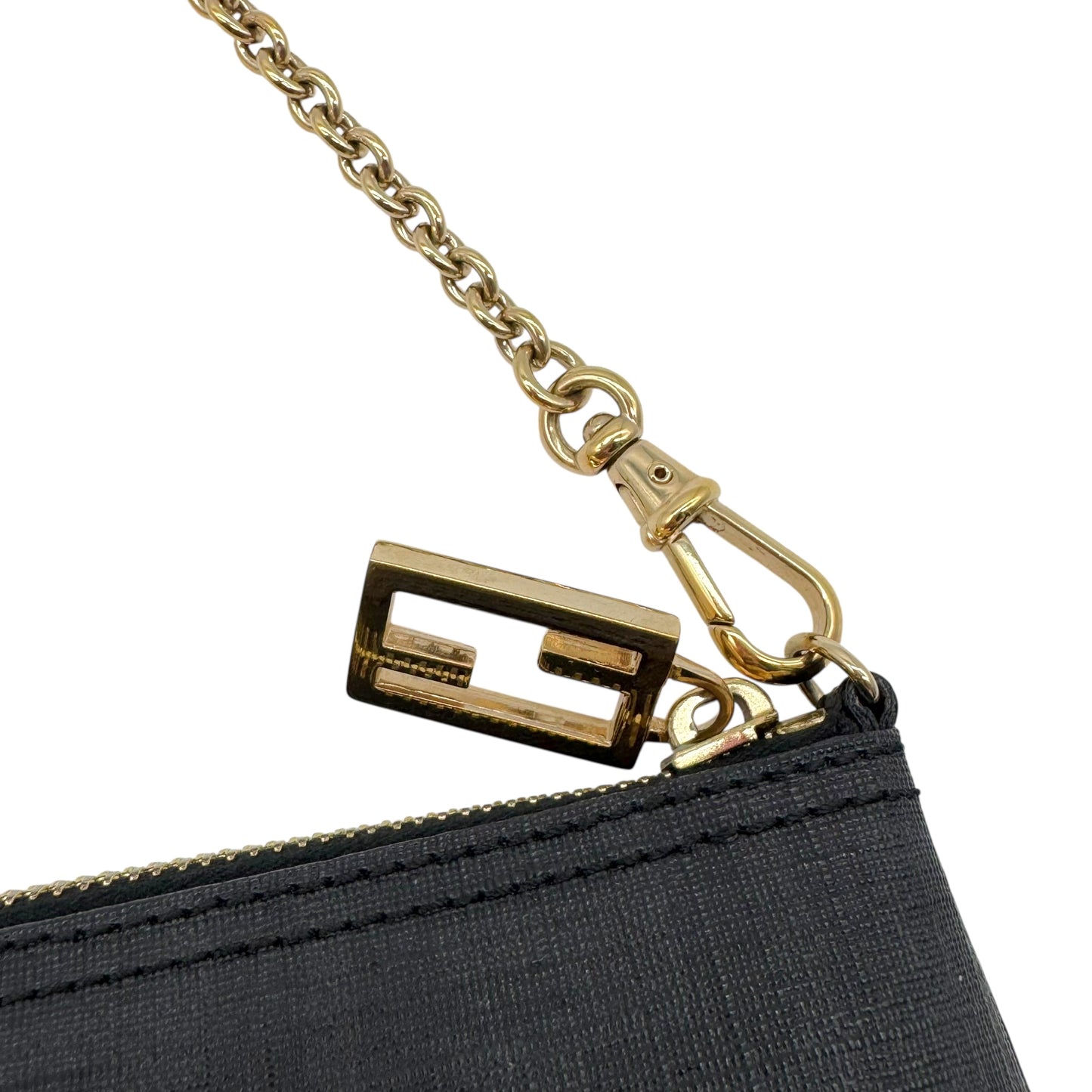 Fendi Black Zucca Monogram Coated Canvas Chain Strap Pochette - Outfit Repeater